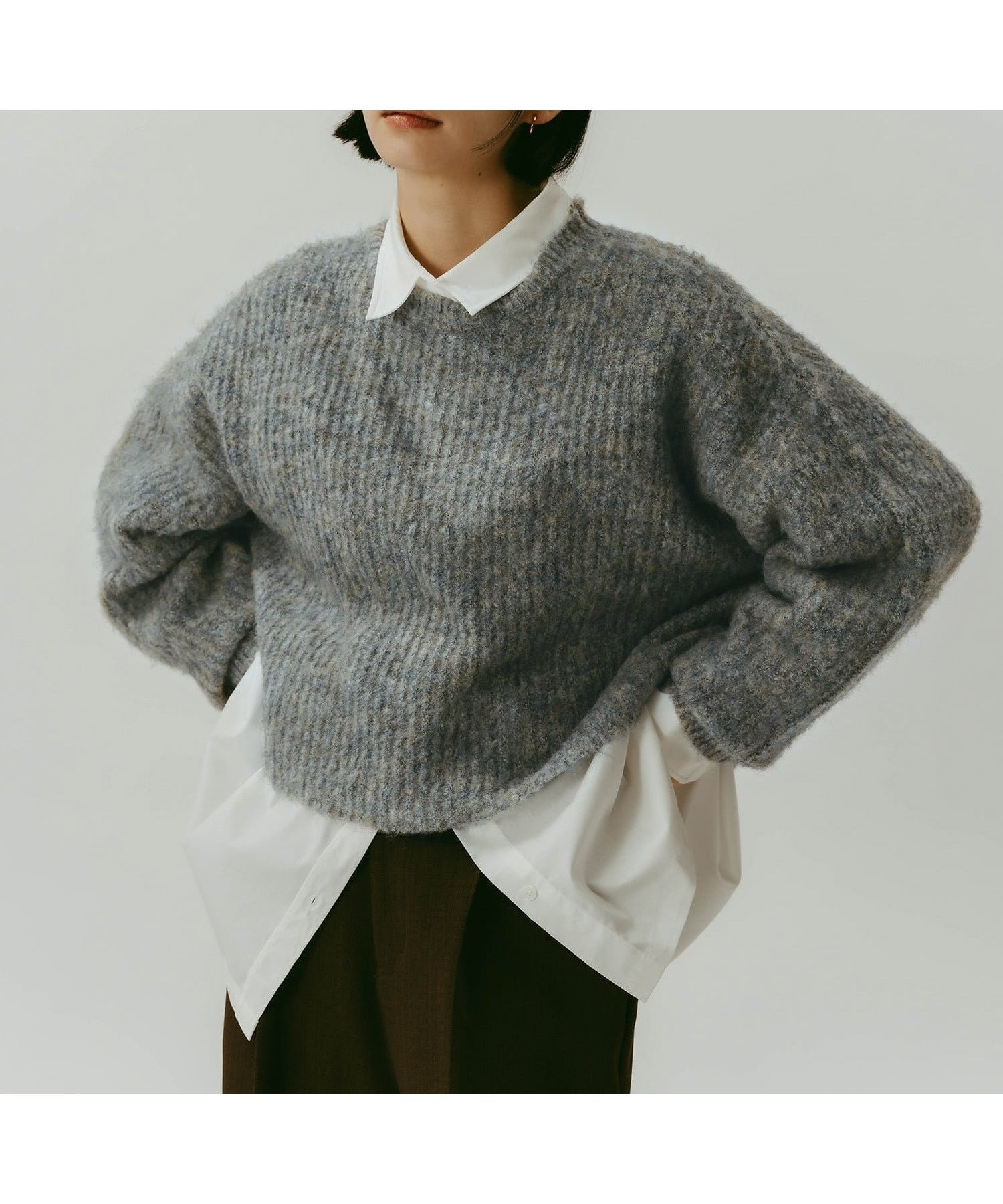 【アンドミー/andme】のショート丈 ミックスカラー 長袖 ニット トップス インテリア・キッズ・メンズ・レディースファッション・服の通販 founy(ファニー) ファッション Fashion レディースファッション Fashion for Women トップス・カットソー Cut & Sew Tops ニット Knit Tops & Sweaters アクリル Acrylic Material エアリー Airy Texture クロップド Cropped, Short Length ショート Short, Short Length バランス Balance, Style Balance ミックス Mix, Mixed Style 畦 Ribbed Knit 長袖 Long Sleeve, Full Sleeve グレー|ID: prp329100004751424 ipo3291000000034789965