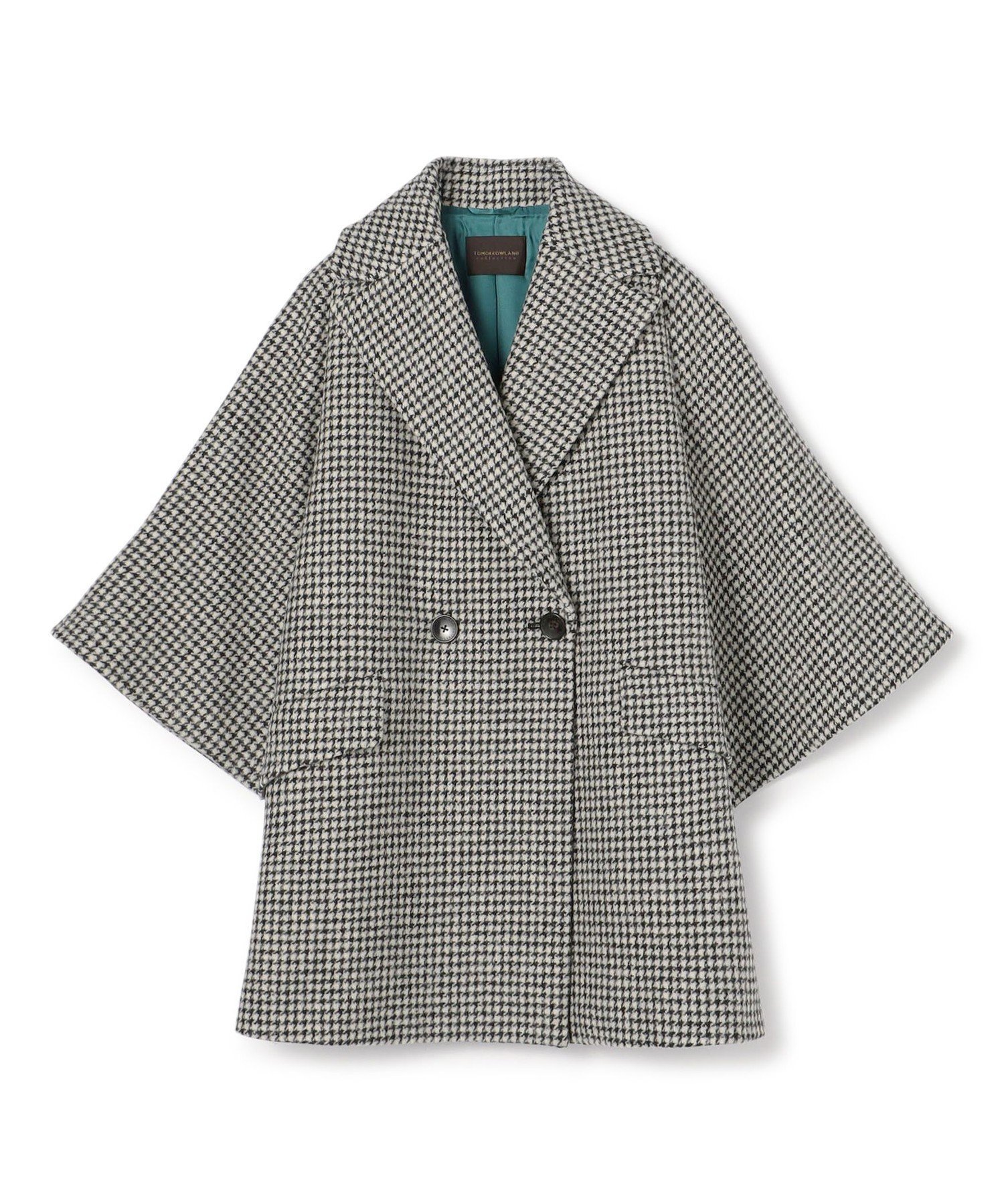 【トゥモローランド/TOMORROWLAND】のウールカシミヤシェファード フレアスリーブショートコート 人気、トレンドファッション・服の通販 founy(ファニー) 　ファッション　Fashion　レディースファッション　Fashion for Women　アウター　Coat / Outerwear Collection　コート・ロングコート・ピーコート　Long Coats, Peacoats & More　エレガント 上品　Elegant　クラシカル　Classical, Vintage-Inspired　スリーブ　Sleeve, Long Sleeve / Short Sleeve　ダブル　Double, Double-Breasted　チェック　Check, Plaid, Tartan　バランス　Balance, Style Balance　モノトーン　Monotone, Black and White　おすすめ　Recommended / Our Picks　 other-1|ID: prp329100004751498 ipo3291000000034455447