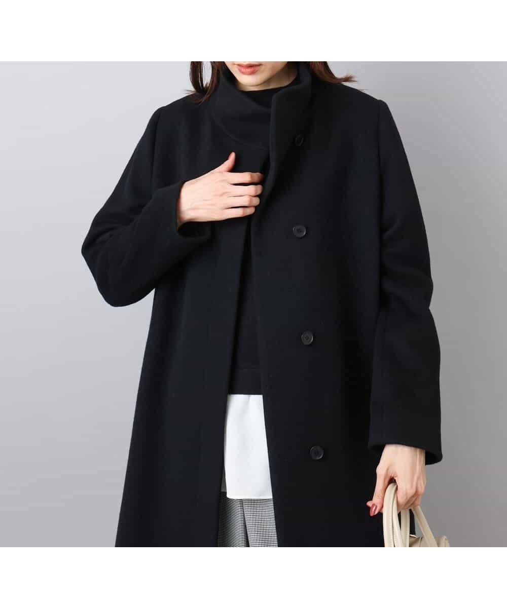 【エムケイ ミッシェルクラン/MK MICHEL KLEIN】のSUPER100 sウール スタンドカラーロングコート インテリア・キッズ・メンズ・レディースファッション・服の通販 founy(ファニー) 　ファッション　Fashion　レディースファッション　Fashion for Women　アウター　Coat / Outerwear Collection　コート・ロングコート・ピーコート　Long Coats, Peacoats & More　春　Spring　秋　Autumn　今季　This Season, Current Season　スタンド　Stand Collar, Upright Stand　定番　Standard, Basic Item　なめらか　Smooth, Silky Texture　人気　Popular, Best Seller　パターン　Pattern, Design Print　冬　Winter / This Winter　夏　Summer　エレガント 上品　Elegant　ビジネス 仕事 通勤　Business / Work / Commuting　ブラック|ID: prp329100004751507 ipo3291000000034358431
