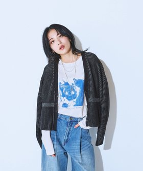 【ジーナシス/JEANASiS】のアソートレトログラフィックプリントロンTEE 人気、トレンドファッション・服の通販 founy(ファニー) ファッション Fashion レディースファッション Fashion for Women トップス・カットソー Cut & Sew Tops ロングTシャツ・Tシャツ Longline T-Shirts & Tees インナー Innerwear カットソー Cut and Sewn Top カーディガン Cardigan, Knitwear デニム Denim, Jeans Material プリント Print, Printed Pattern 春 Spring 長袖 Long Sleeve, Full Sleeve |ID:prp329100004751546