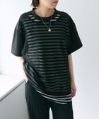 【パルグループ/PAL GROUP】の【ear PAPILLONNER】ボーダーTシャツ【SUM1 STYLE】 人気、トレンドファッション・服の通販 founy(ファニー) ファッション Fashion レディースファッション Fashion for Women トップス・カットソー Cut & Sew Tops シャツ・ブラウス・オフィスカジュアル Elegant Blouses & Button-Ups ロングTシャツ・Tシャツ Longline T-Shirts & Tees ウェーブ Wavy Pattern シンプル Simple, Minimal ハーフ Half, Half-Length フェミニン Feminine, Girly ボーダー Border, Stripe メッシュ Mesh, Net Fabric 無地 Plain, Solid Color リラックス Relax, Relaxed Fit thumbnail ブラック|ID: prp329100004751561 ipo3291000000034359179