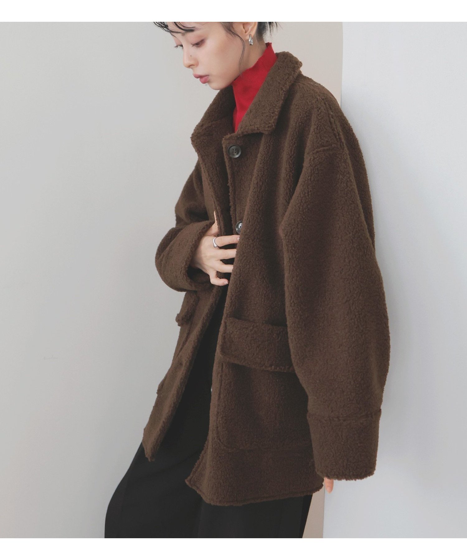 【リアン/Lian】のボアムートンステンカラーコート インテリア・キッズ・メンズ・レディースファッション・服の通販 founy(ファニー) 　ファッション　Fashion　レディースファッション　Fashion for Women　アウター　Coat / Outerwear Collection　コート・ロングコート・ピーコート　Long Coats, Peacoats & More　フェイクムートン　Faux Shearling, Faux Mouton　ミドル　Middle Length, Mid Height　エレガント 上品　Elegant　冬　Winter / This Winter　ブラウン|ID: prp329100004751589 ipo3291000000034403263