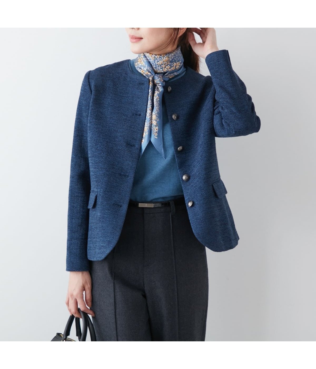 【ニューヨーカー/NEWYORKER】のカラーモールツィード ノーカラージャケット インテリア・キッズ・メンズ・レディースファッション・服の通販 founy(ファニー) 　ファッション　Fashion　レディースファッション　Fashion for Women　アウター　Coat / Outerwear Collection　レディースジャケット・軽アウター　Jackets　ノーカラージャケット / シンプル上品コーデ　Collarless Jackets　カッティング　Cutting Detail　クラシカル　Classical, Vintage-Inspired　コンパクト　Compact, Small Size　ジャケット　Jacket, Outerwear　ツイード／ツィード　Choker, Choker Necklace　ポケット　Pocket, Pocket Detail　ミックス　Mix, Mixed Style　メタル　Metal, Metal Parts　リラックス　Relax, Relaxed Fit　A/W・秋冬　Autumn/Winter　おすすめ　Recommended / Our Picks　ビジネス 仕事 通勤　Business / Work / Commuting　ブルー|ID: prp329100004751627 ipo3291000000034600137