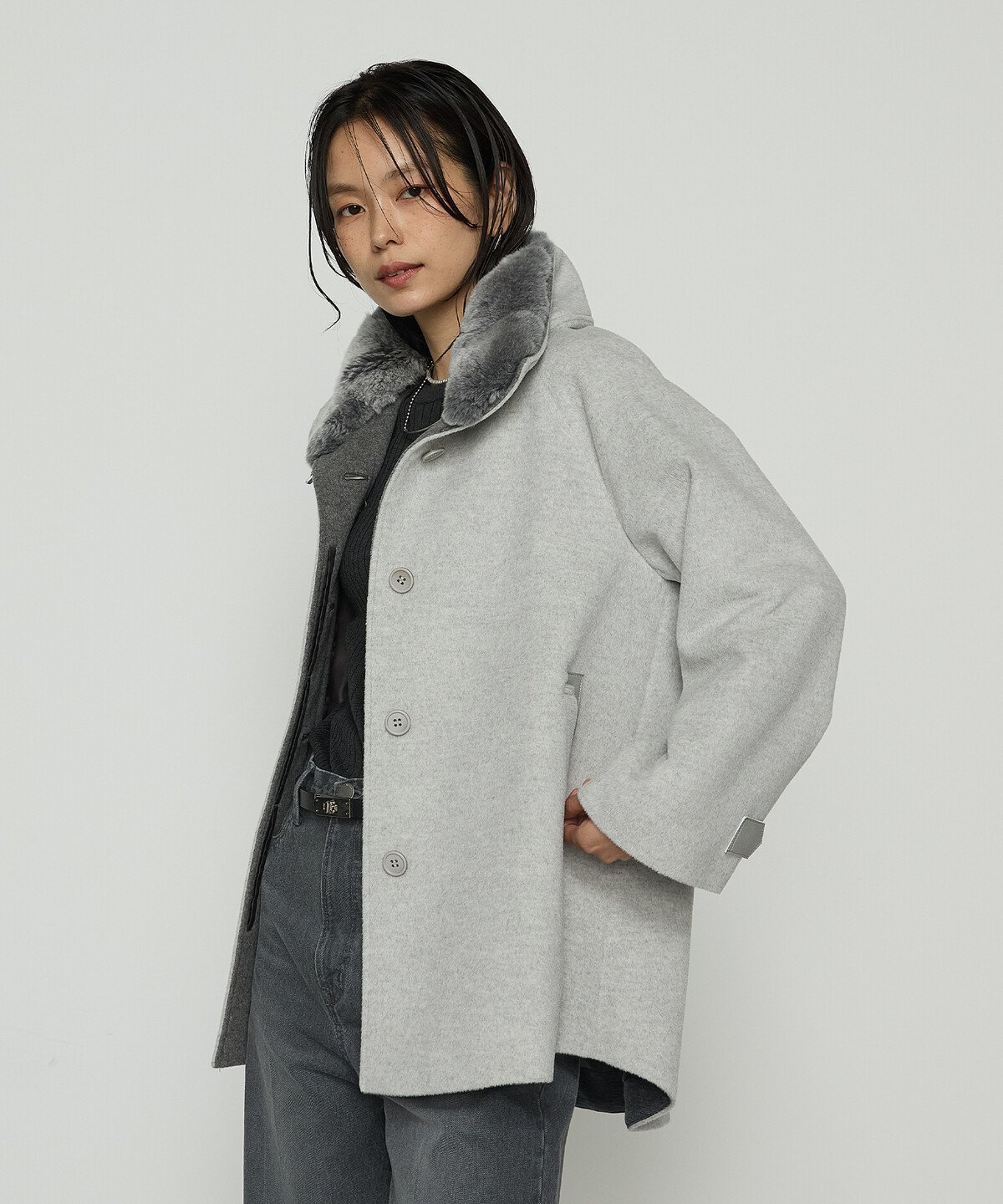 【コムサ/COMME CA】のアンゴラウール ・Aラインショートコート インテリア・キッズ・メンズ・レディースファッション・服の通販 founy(ファニー) 　ファッション　Fashion　レディースファッション　Fashion for Women　アウター　Coat / Outerwear Collection　コート・ロングコート・ピーコート　Long Coats, Peacoats & More　アンゴラ　Angora Knitwear　インナー　Innerwear　軽量　Lightweight, Ultra Light　スタンド　Stand Collar, Upright Stand　スリーブ　Sleeve, Long Sleeve / Short Sleeve　ダブル　Double, Double-Breasted　ドット　Polka Dot, Dot Pattern　ドレープ　Drape, Draping Fabric　定番　Standard, Basic Item　フェイス　Face, Facial Design　フェミニン　Feminine, Girly　ポケット　Pocket, Pocket Detail　ワイド　Wide, Wide Fit　エレガント 上品　Elegant　03:トップスノー|ID: prp329100004751699 ipo3291000000034518524