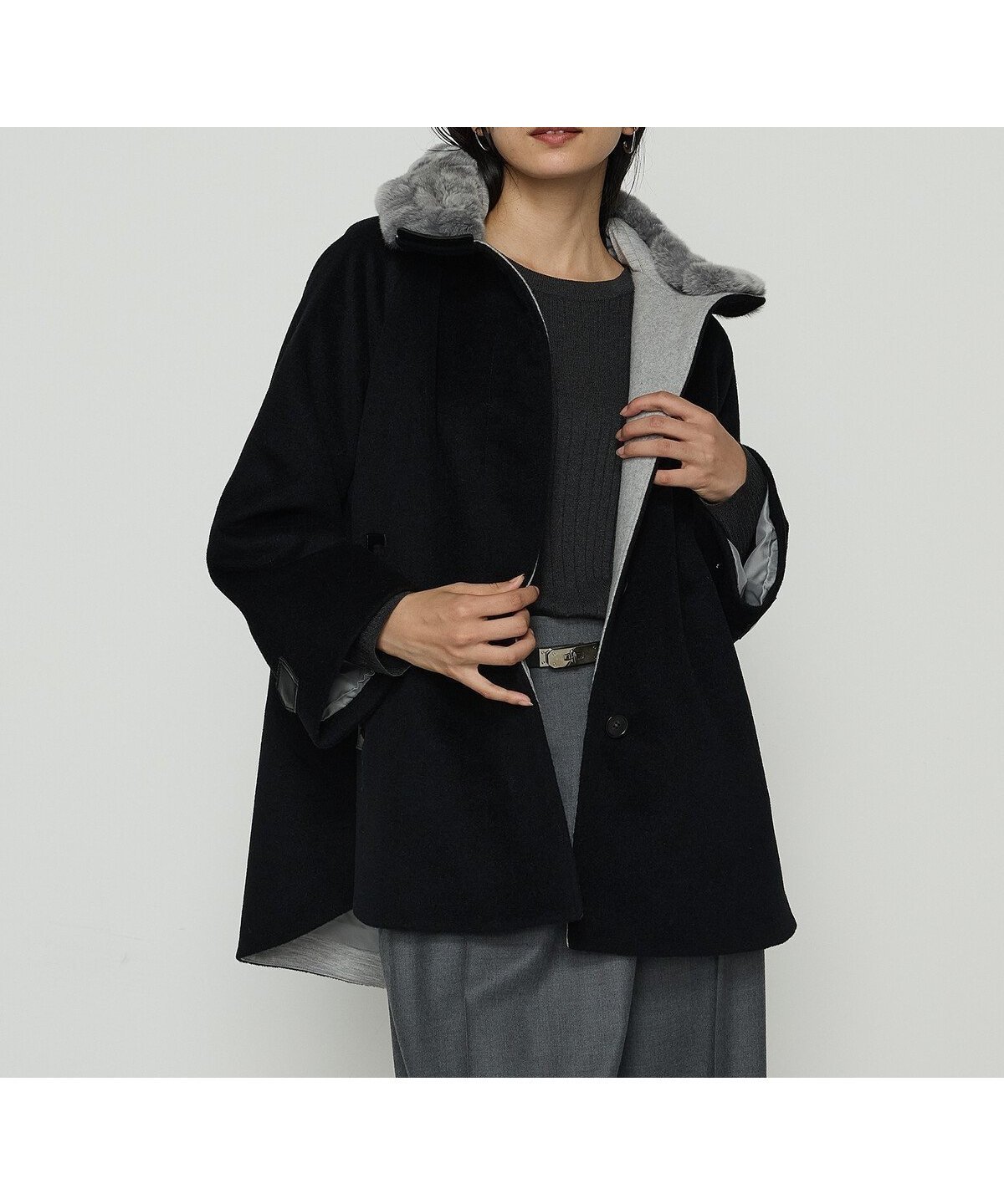 【コムサ/COMME CA】のアンゴラウール ・Aラインショートコート インテリア・キッズ・メンズ・レディースファッション・服の通販 founy(ファニー) 　ファッション　Fashion　レディースファッション　Fashion for Women　アウター　Coat / Outerwear Collection　コート・ロングコート・ピーコート　Long Coats, Peacoats & More　アンゴラ　Angora Knitwear　インナー　Innerwear　軽量　Lightweight, Ultra Light　スタンド　Stand Collar, Upright Stand　スリーブ　Sleeve, Long Sleeve / Short Sleeve　ダブル　Double, Double-Breasted　ドット　Polka Dot, Dot Pattern　ドレープ　Drape, Draping Fabric　定番　Standard, Basic Item　フェイス　Face, Facial Design　フェミニン　Feminine, Girly　ポケット　Pocket, Pocket Detail　ワイド　Wide, Wide Fit　エレガント 上品　Elegant　05:ブラック|ID: prp329100004751699 ipo3291000000034518525