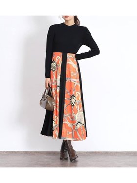 【ヴァン/Vin】のスカーフプリントドッキングワンピース 人気、トレンドファッション・服の通販 founy(ファニー) ファッション Fashion レディースファッション Fashion for Women ワンピース Dresses エレガント 上品 Elegant コンパクト Compact, Small Size シャーリング Shirring, Ruched シンプル Simple, Minimal スカーフ Scarf, Neckwear フィット Fit, Slim Fit リブニット Rib Knit, Ribbed Knit |ID:prp329100004751730