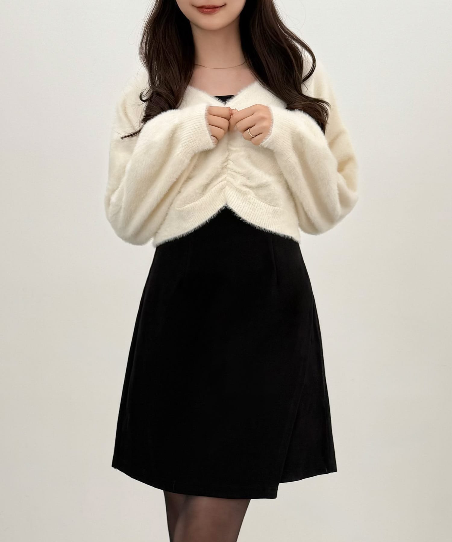 【ジュノア/JUNOAH】のCENEA 2WAYギャザーシャギーニット+ミニキャミワンピース インテリア・キッズ・メンズ・レディースファッション・服の通販 founy(ファニー) 　ファッション　Fashion　レディースファッション　Fashion for Women　ワンピース　Dresses　キャミソールワンピース　Camisole Dresses　アイボリー|ID: prp329100004751755 ipo3291000000034361994