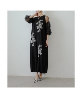 【ビーフラット/bflat】のフラワー刺繍Aラインドレス チュール ボリューム袖 マタニティ 妊婦 結婚式 二次会 人気、トレンドファッション・服の通販 founy(ファニー) ファッション Fashion レディースファッション Fashion for Women トップス・カットソー Cut & Sew Tops ワンピース Dresses フォーマル・パーティードレス・結婚式用ドレス Elegant & Casual Dresses エアリー Airy Texture チュール Tulip, Tulip Motif ドレス Dress, One-Piece フラワー Flower, Floral リボン Ribbon, Bow おすすめ Recommended / Our Picks 結婚式 Wedding 披露宴 Wedding Reception 二次会 After Party |ID:prp329100004751761