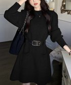 【ミニミニストア/miniministore】のベルト付きニットワンピースウエストマーク ブラック|ID: prp329100004751765 ipo3291000000034510191