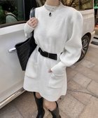 【ミニミニストア/miniministore】のベルト付きニットワンピースウエストマーク ホワイト|ID: prp329100004751765 ipo3291000000034510193