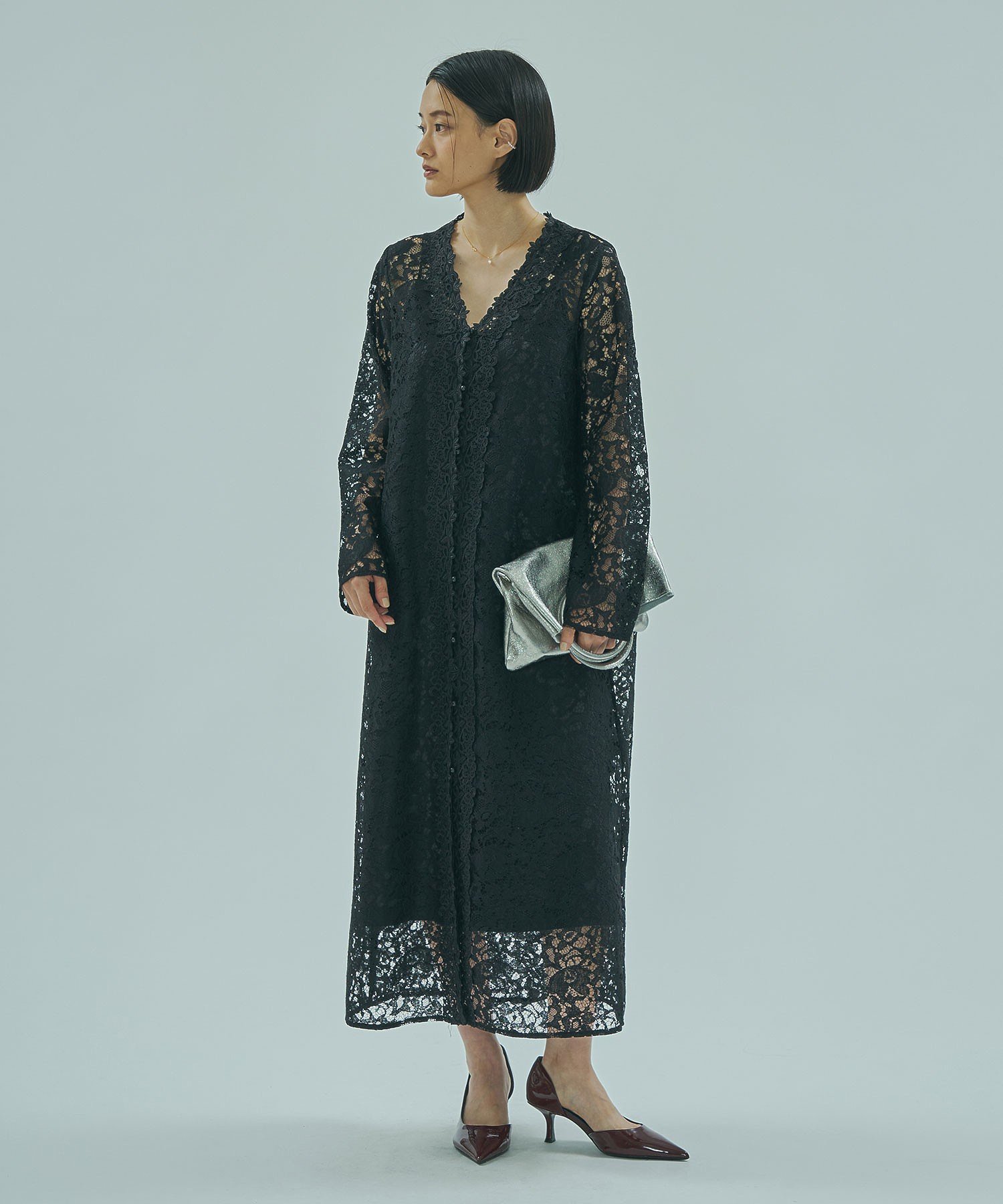 【ローズバッド/ROSE BUD】のLACE GOWN DRESS インテリア・キッズ・メンズ・レディースファッション・服の通販 founy(ファニー) 　ファッション　Fashion　レディースファッション　Fashion for Women　ワンピース　Dresses　フォーマル・パーティードレス・結婚式用ドレス　Elegant & Casual Dresses　オケージョン　Occasion Wear　ガウン　Gown, Robe　デニム　Denim, Jeans Material　ドレス　Dress, One-Piece　ベーシック　Basic, Essential　レース　Lace, Lace Fabric　BLACK|ID: prp329100004751769 ipo3291000000034362084