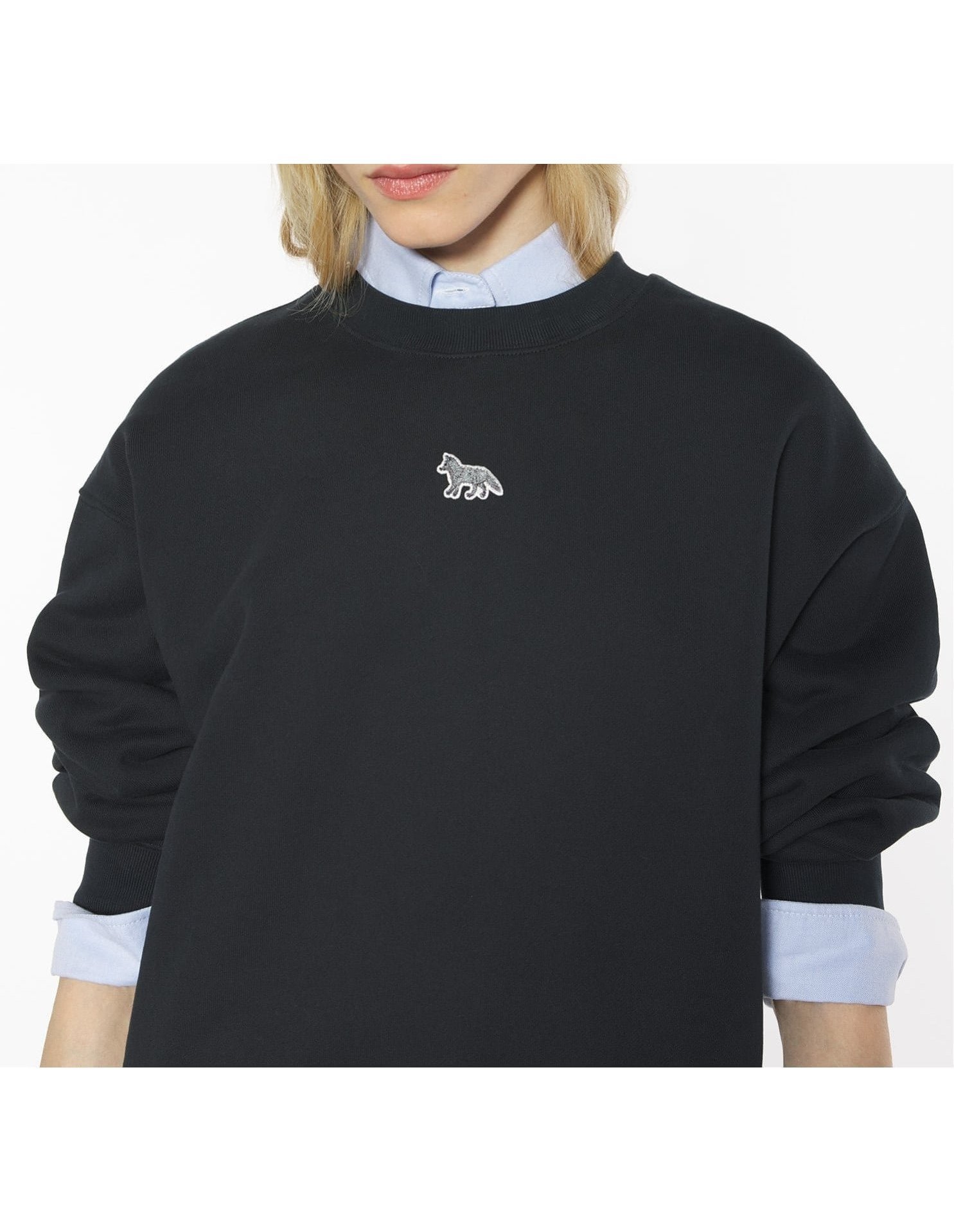 【メゾン キツネ/MAISON KITSUNE】のMAISON KITSUNE/BABY FOX OVERSIZE SWEATSHIRT インテリア・キッズ・メンズ・レディースファッション・服の通販 founy(ファニー)  ファッション Fashion レディースファッション Fashion for Women トップス・カットソー Cut & Sew Tops シャツ・ブラウス・オフィスカジュアル Elegant Blouses & Button-Ups レディースパーカー・カジュアルフーディー Casual Hoodies & Sweatshirts ロングTシャツ・Tシャツ Longline T-Shirts & Tees スウェット・クルーネックトップス Sweatshirts & Crewnecks / Relaxed Fit Sweat Tops 冬 Winter / This Winter パッチ Patch, Appliqué フレンチ French, French Style エレガント 上品 Elegant 無地 Plain, Solid Color A/W・秋冬 Autumn/Winter BLACK|ID: prp329100004751773 ipo3291000000034362103