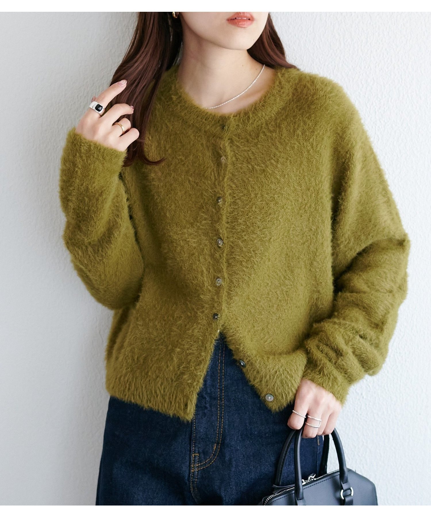 【ディスコート/Discoat】のフェザーヤーンクルーカーディガン《WEB限定カラーあり》 インテリア・キッズ・メンズ・レディースファッション・服の通販 founy(ファニー) 　ファッション　Fashion　レディースファッション　Fashion for Women　トップス・カットソー　Cut & Sew Tops　カーディガン・羽織り　Layered Style Cardigans　おすすめ　Recommended / Our Picks　コンパクト　Compact, Small Size　ショート　Short, Short Length　スラックス　Slacks, Dress Pants　デニム　Denim, Jeans Material　バランス　Balance, Style Balance　バルーン　Balloon, Balloon Silhouette　切替　Switching, Contrast Panel　マスタード|ID: prp329100004751867 ipo3291000000034832435