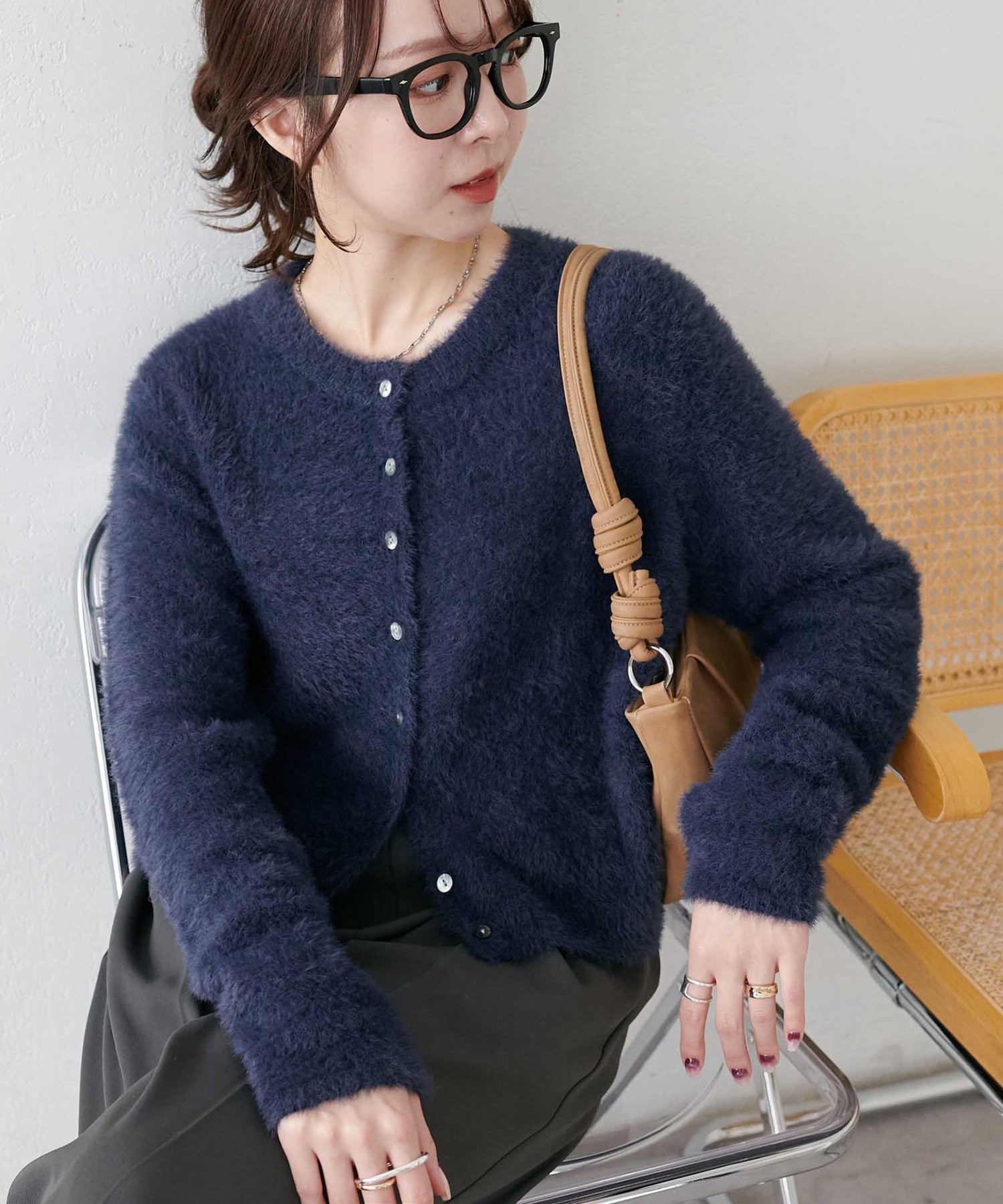 【ディスコート/Discoat】のフェザーヤーンクルーカーディガン《WEB限定カラーあり》 インテリア・キッズ・メンズ・レディースファッション・服の通販 founy(ファニー) 　ファッション　Fashion　レディースファッション　Fashion for Women　トップス・カットソー　Cut & Sew Tops　カーディガン・羽織り　Layered Style Cardigans　おすすめ　Recommended / Our Picks　コンパクト　Compact, Small Size　ショート　Short, Short Length　スラックス　Slacks, Dress Pants　デニム　Denim, Jeans Material　バランス　Balance, Style Balance　バルーン　Balloon, Balloon Silhouette　切替　Switching, Contrast Panel　ネイビー|ID: prp329100004751867 ipo3291000000034832436