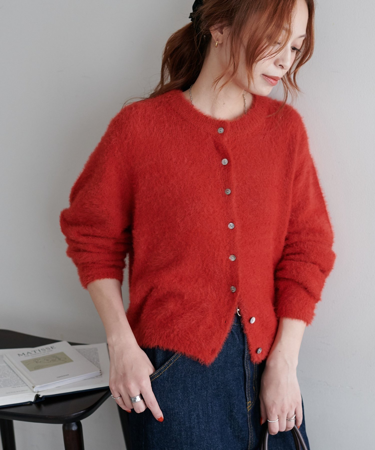 【ディスコート/Discoat】のフェザーヤーンクルーカーディガン《WEB限定カラーあり》 インテリア・キッズ・メンズ・レディースファッション・服の通販 founy(ファニー) 　ファッション　Fashion　レディースファッション　Fashion for Women　トップス・カットソー　Cut & Sew Tops　カーディガン・羽織り　Layered Style Cardigans　おすすめ　Recommended / Our Picks　コンパクト　Compact, Small Size　ショート　Short, Short Length　スラックス　Slacks, Dress Pants　デニム　Denim, Jeans Material　バランス　Balance, Style Balance　バルーン　Balloon, Balloon Silhouette　切替　Switching, Contrast Panel　レッド|ID: prp329100004751867 ipo3291000000034832438