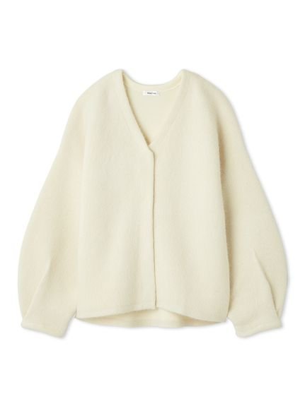 【フレイ アイディー/FRAY I.D】のダブルフェイスラクーンカーディガン インテリア・キッズ・メンズ・レディースファッション・服の通販 founy(ファニー) 　ファッション　Fashion　レディースファッション　Fashion for Women　トップス・カットソー　Cut & Sew Tops　カーディガン・羽織り　Layered Style Cardigans　カーディガン　Cardigan, Knitwear　スマート　Smart, Elegant　ダブル　Double, Double-Breasted　ドット　Polka Dot, Dot Pattern　フェイス　Face, Facial Design　フロント　Front, Front Design　プリント　Print, Printed Pattern　ポケット　Pocket, Pocket Detail　おすすめ　Recommended / Our Picks　WHT[001]|ID: prp329100004751905 ipo3291000000034636229