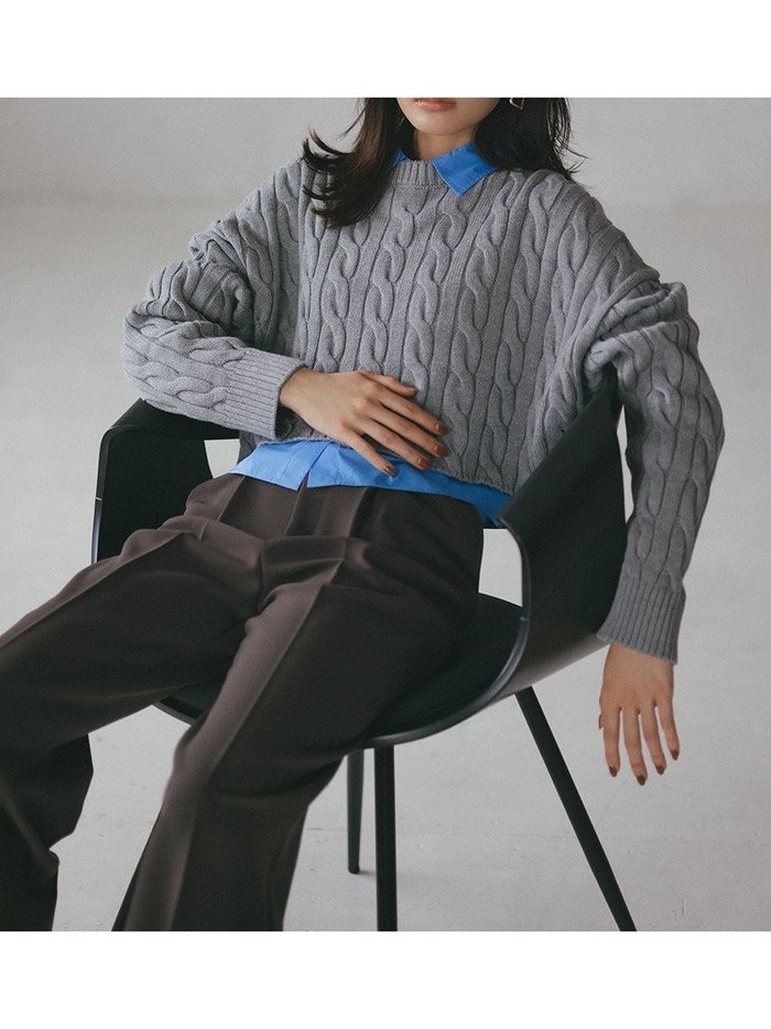 【ミラオーウェン/Mila Owen】の【セットアイテム】シャツレイヤードケーブル短丈ニット インテリア・キッズ・メンズ・レディースファッション・服の通販 founy(ファニー) https://founy.com/ ファッション Fashion レディースファッション Fashion for Women トップス・カットソー Cut & Sew Tops ニット Knit Tops & Sweaters シャツ・ブラウス・オフィスカジュアル Elegant Blouses & Button-Ups 秋 Autumn スマート Smart, Elegant デニム Denim, Jeans Material トレンド Trend, Trending Now ノースリーブ Sleeveless, No-Sleeve バランス Balance, Style Balance ボトム Bottoms, Lower Wear ワイド Wide, Wide Fit エレガント 上品 Elegant |ID: prp329100004752134 ipo3291000000034927640