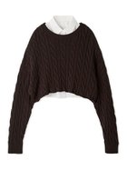 【ミラオーウェン/Mila Owen】の【セットアイテム】シャツレイヤードケーブル短丈ニット BRW[058]|ID: prp329100004752134 ipo3291000000034927645