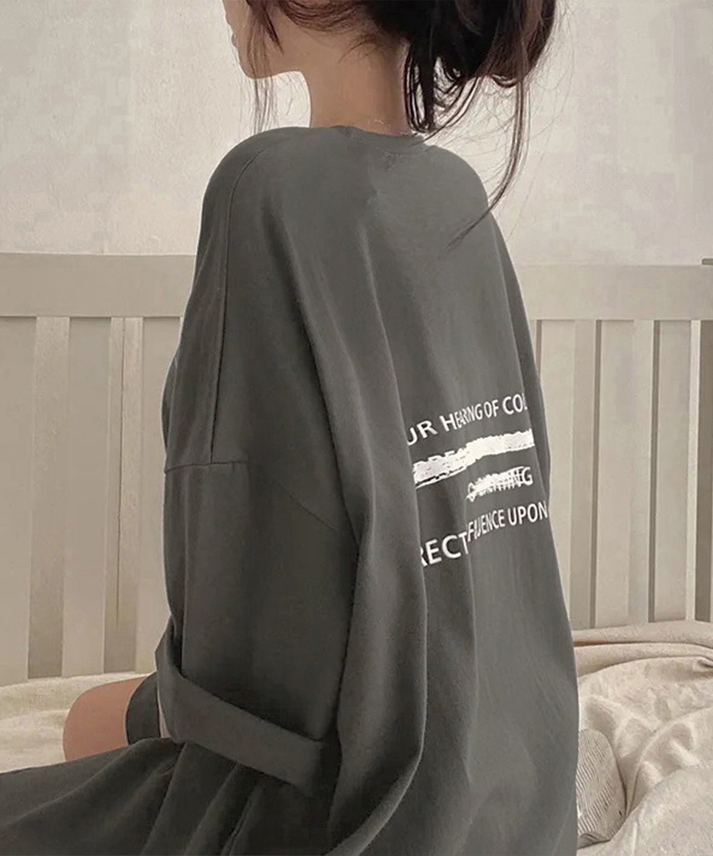 【ミニミニストア/miniministore】のビッグシルエットロゴtシャツ レディース インテリア・キッズ・メンズ・レディースファッション・服の通販 founy(ファニー) 　ファッション　Fashion　レディースファッション　Fashion for Women　トップス・カットソー　Cut & Sew Tops　シャツ・ブラウス・オフィスカジュアル　Elegant Blouses & Button-Ups　ロングTシャツ・Tシャツ　Longline T-Shirts & Tees　おすすめ　Recommended / Our Picks　デニム　Denim, Jeans Material　プリント　Print, Printed Pattern　リラックス　Relax, Relaxed Fit　レギンス　Leggings, Stretch Pants　半袖　Short Sleeve, Half Sleeve　夏　Summer　ダークグレー|ID: prp329100004752164 ipo3291000000034368480