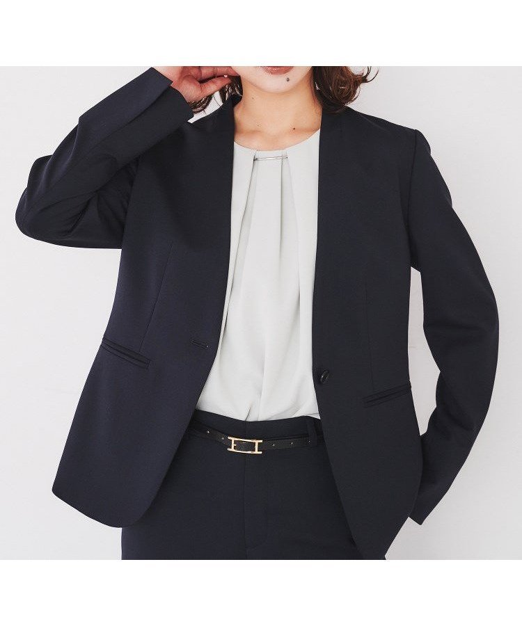 【アンタイトル/UNTITLED】の【洗える通勤スーツ】レジェールギャバ ストレッチカラーレスジャケット インテリア・キッズ・メンズ・レディースファッション・服の通販 founy(ファニー)  ファッション Fashion レディースファッション Fashion for Women アウター Coat / Outerwear Collection レディースジャケット・軽アウター Jackets スーツ Business Suits & Workwear スーツジャケット・オフィスブレザー Suit Jackets / Blazers コンパクト Compact, Small Size ストレッチ Stretch, Stretchy Fabric スマート Smart, Elegant スーツ Suit, Formalwear フロント Front, Front Design 洗える Machine Washable ビジネス 仕事 通勤 Business / Work / Commuting ネイビー|ID: prp329100004752169 ipo3291000000034368547