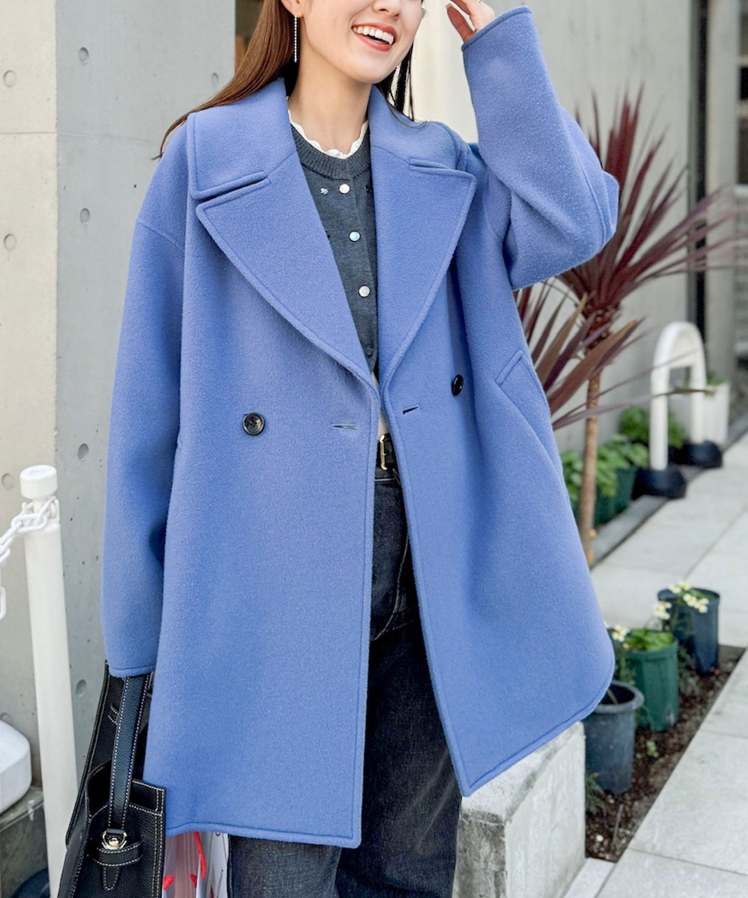 【ノーリーズ/NOLLEY'S】の【一部WEB限定アイテム】SP140リバーコート起毛メルトン仕上げ インテリア・キッズ・メンズ・レディースファッション・服の通販 founy(ファニー) 　ファッション　Fashion　レディースファッション　Fashion for Women　アウター　Coat / Outerwear Collection　コート・ロングコート・ピーコート　Long Coats, Peacoats & More　ハーフ　Half, Half-Length　メルトン　Melton, Heavy Wool　おすすめ　Recommended / Our Picks　エレガント 上品　Elegant　2025年　2025　2025-2026秋冬・A/W　Autumn/Winter 2025–26 AW25–26　ブルー|ID: prp329100004752202 ipo3291000000034926252