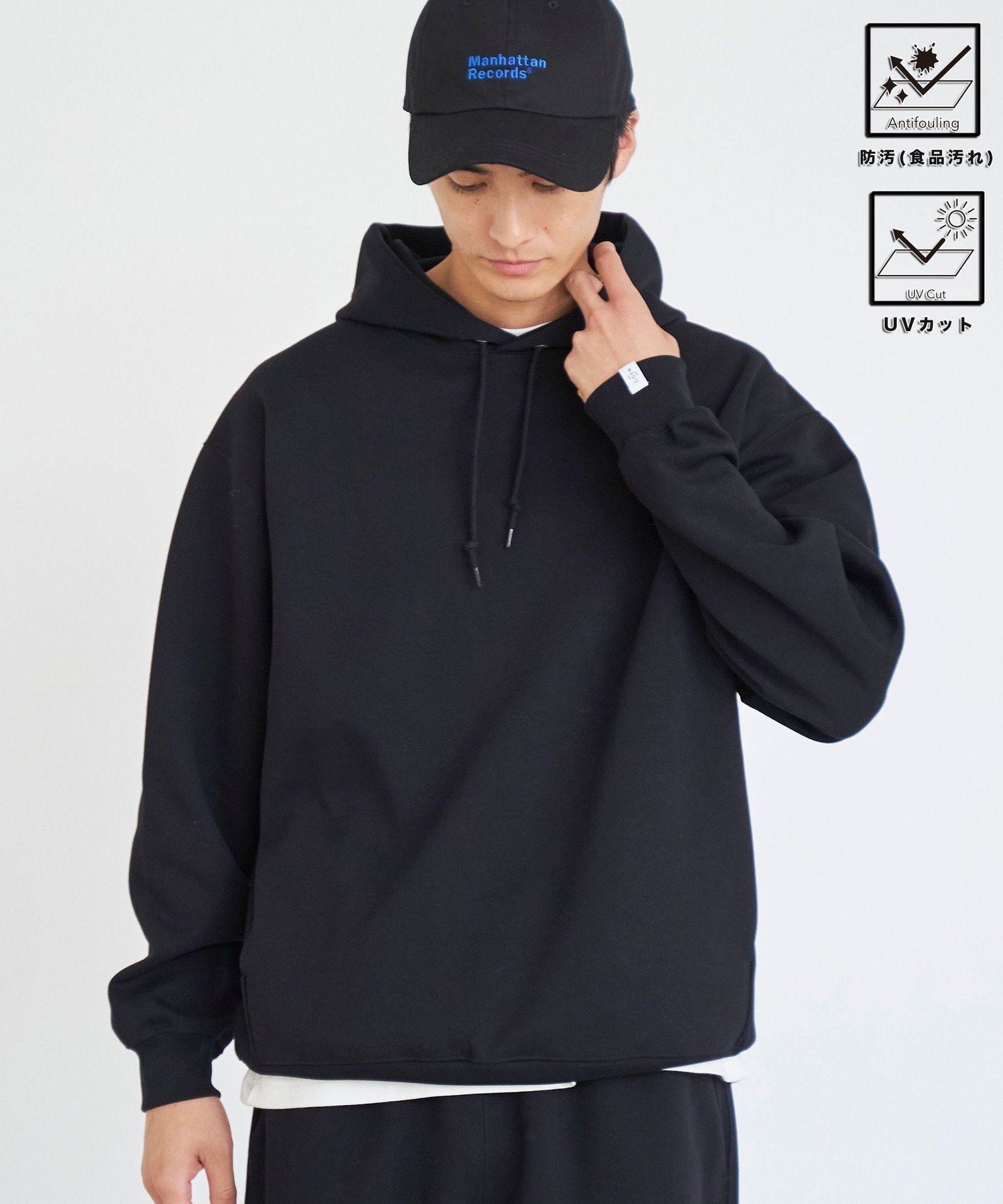 【コーエン/COEN】のクリーンプラススウェットプルオーバーパーカー【防汚(食品汚れ),UVカット】 インテリア・キッズ・メンズ・レディースファッション・服の通販 founy(ファニー) 　ファッション　Fashion　レディースファッション　Fashion for Women　トップス・カットソー　Cut & Sew Tops　レディースパーカー・カジュアルフーディー　Casual Hoodies & Sweatshirts　カジュアルプルオーバー・ニットトップス　Pullovers & Knit Tops / Casual Pullovers　スウェット・クルーネックトップス　Sweatshirts & Crewnecks / Relaxed Fit Sweat Tops　セットアップ　Set-Up, Coordinated Outfit　パーカー　Hoodie, Parka　ポケット　Pocket, Pocket Detail　BLACK|ID: prp329100004752233 ipo3291000000034966157