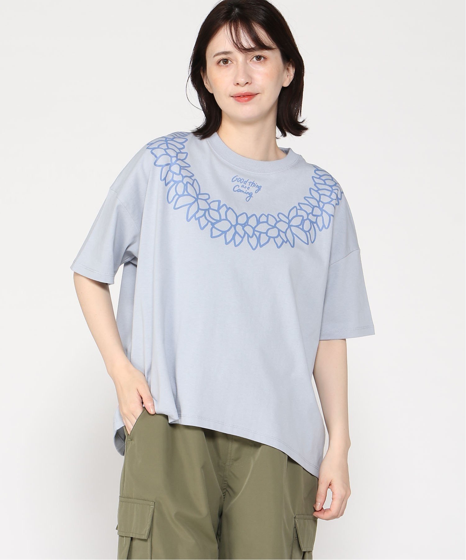 【フララニハワイ/Hula Lani Hawaii】のHula Lani Hawaii/SSプリントBIGTEE インテリア・キッズ・メンズ・レディースファッション・服の通販 founy(ファニー) 　ファッション　Fashion　レディースファッション　Fashion for Women　インナー　Innerwear　ショート　Short, Short Length　ジャケット　Jacket, Outerwear　スリーブ　Sleeve, Long Sleeve / Short Sleeve　プリント　Print, Printed Pattern　羽織　Haori, Light Jacket　SAX|ID: prp329100004752242 ipo3291000000034369544