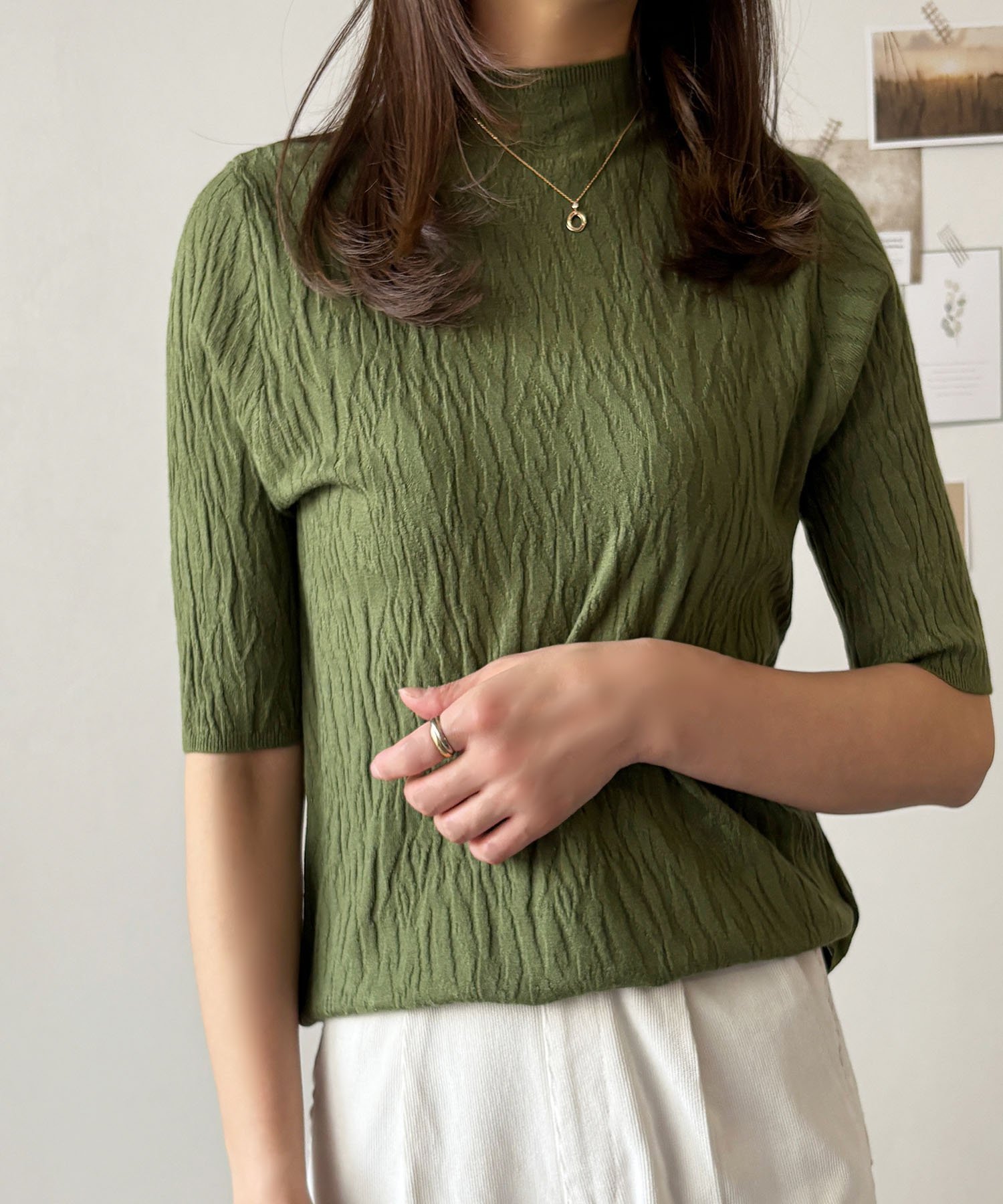 【アミュレット/Amulet】の【Amulet】ハイネックニットソー インテリア・キッズ・メンズ・レディースファッション・服の通販 founy(ファニー)  ファッション Fashion レディースファッション Fashion for Women トップス・カットソー Cut & Sew Tops ニット Knit Tops & Sweaters ハイネック High Neck, Mock Neck エレガント 上品 Elegant カーキ|ID: prp329100004752248 ipo3291000000034437347