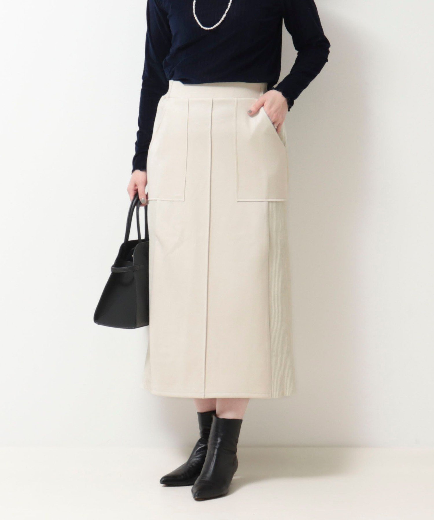 【ノーリーズ/NOLLEY'S】の《セットアップ対応》スエード×リブワークスカート インテリア・キッズ・メンズ・レディースファッション・服の通販 founy(ファニー) 　ファッション　Fashion　レディースファッション　Fashion for Women　セットアップ　Matching Sets　スカート・ミニ/ミディ/マキシ　Skirts / Mini, Midi & Maxi Skirts　切替　Switching, Contrast Panel　セットアップ　Set-Up, Coordinated Outfit　タイトスカート　Pencil Skirt, Tight Skirt　チェック　Check, Plaid, Tartan　フロント　Front, Front Design　ポケット　Pocket, Pocket Detail　おすすめ　Recommended / Our Picks　エレガント 上品　Elegant　2025年　2025　2025-2026秋冬・A/W　Autumn/Winter 2025–26 AW25–26　キナリ|ID: prp329100004752291 ipo3291000000034498529