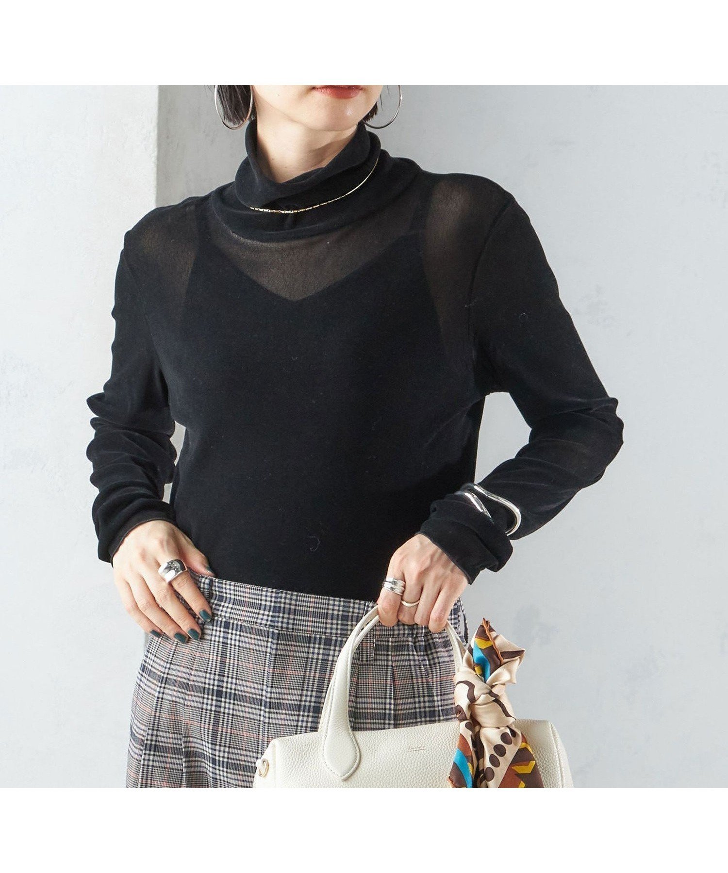 【シップス フォー ウィメン/SHIPS】の手洗い可能 フロッキ- チュール タートルネック インテリア・キッズ・メンズ・レディースファッション・服の通販 founy(ファニー) 　ファッション　Fashion　レディースファッション　Fashion for Women　トップス・カットソー　Cut & Sew Tops　タートルネック・ハイネックトップス　Turtlenecks & High-Neck Tops　インナー　Innerwear　キャミソール　Camisole, Spaghetti Strap Top　シアー　Sheer, See-Through　シンプル　Simple, Minimal　ジャケット　Jacket, Outerwear　センター　Center, Center Line　タートルネック　Turtleneck, High Neck　チュール　Tulip, Tulip Motif　ベロア　Velour, Soft Velvet　おすすめ　Recommended / Our Picks　ブラック|ID: prp329100004752314 ipo3291000000034370354