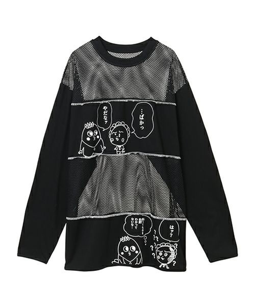 【キャンディストリッパー/Candy Stripper】のコジコジと次郎の会話 PATHED TOPS インテリア・キッズ・メンズ・レディースファッション・服の通販 founy(ファニー)  ファッション Fashion レディースファッション Fashion for Women トップス・カットソー Cut & Sew Tops インナー Innerwear スペシャル Special, Limited Edition ドッキング Docking, Mixed Material パープル Purple, Violet プリント Print, Printed Pattern メッシュ Mesh, Net Fabric リメイク Remake, Reconstructed BLACK|ID: prp329100004752327 ipo3291000000034370499