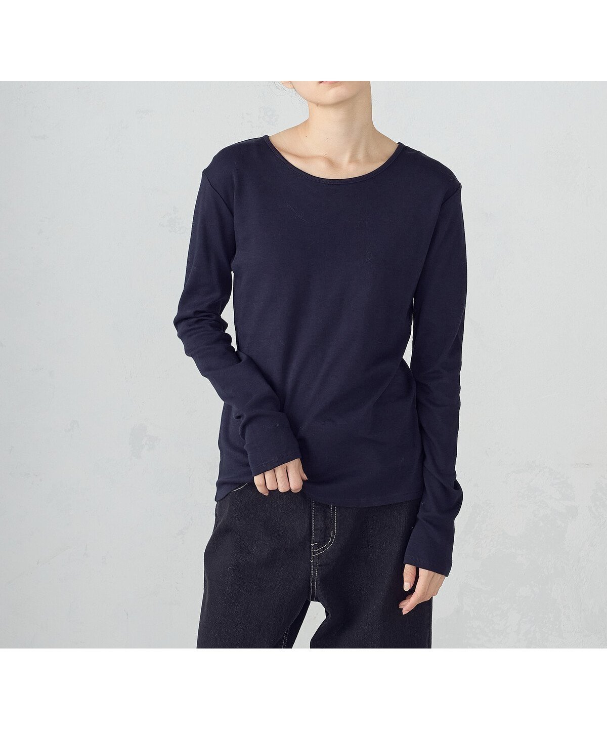 【コムサイズム/COMME CA ISM】の吸湿発熱 クルーネックTシャツ インテリア・キッズ・メンズ・レディースファッション・服の通販 founy(ファニー) 　ファッション　Fashion　レディースファッション　Fashion for Women　トップス・カットソー　Cut & Sew Tops　シャツ・ブラウス・オフィスカジュアル　Elegant Blouses & Button-Ups　ロングTシャツ・Tシャツ　Longline T-Shirts & Tees　インナー　Innerwear　コンパクト　Compact, Small Size　シンプル　Simple, Minimal　バランス　Balance, Style Balance　ヨーク　Yoke, Yoke Design　切替　Switching, Contrast Panel　ネイビー|ID: prp329100004752347 ipo3291000000034407711