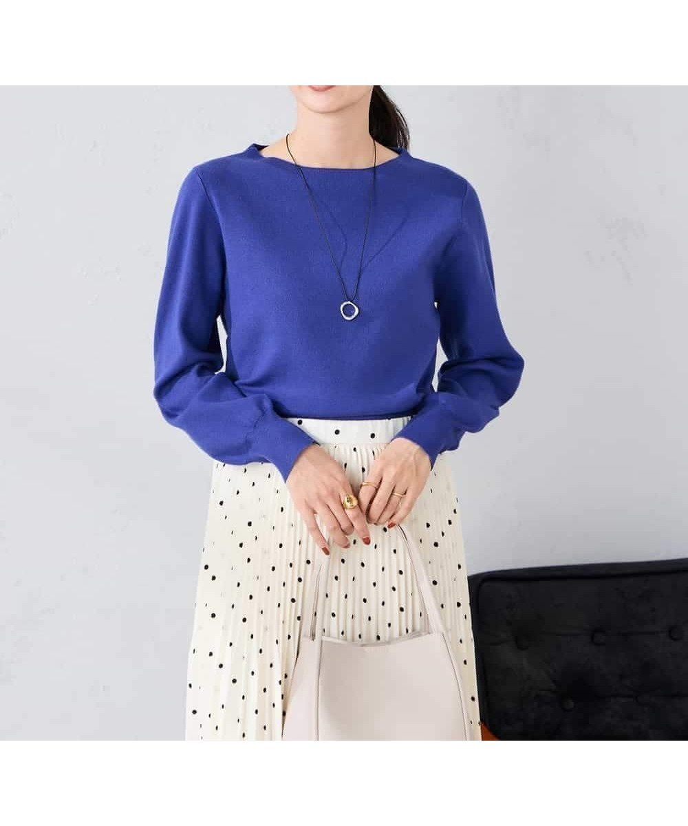 【アー ヴェー ヴェー/a.v.v】の【洗える】ボートネック美ラクるパフスリーブニット インテリア・キッズ・メンズ・レディースファッション・服の通販 founy(ファニー) 　ファッション　Fashion　レディースファッション　Fashion for Women　トップス・カットソー　Cut & Sew Tops　ニット　Knit Tops & Sweaters　アンサンブル　Ensemble Set　インナー　Innerwear　洗える　Machine Washable　カーディガン　Cardigan, Knitwear　ジャケット　Jacket, Outerwear　スリーブ　Sleeve, Long Sleeve / Short Sleeve　デコルテ　Décolleté, Neckline　トレンド　Trend, Trending Now　人気　Popular, Best Seller　長袖　Long Sleeve, Full Sleeve　ボトム　Bottoms, Lower Wear　再入荷　Restock / Back in Stock　ビジネス 仕事 通勤　Business / Work / Commuting　ブルー|ID: prp329100004752399 ipo3291000000034532154