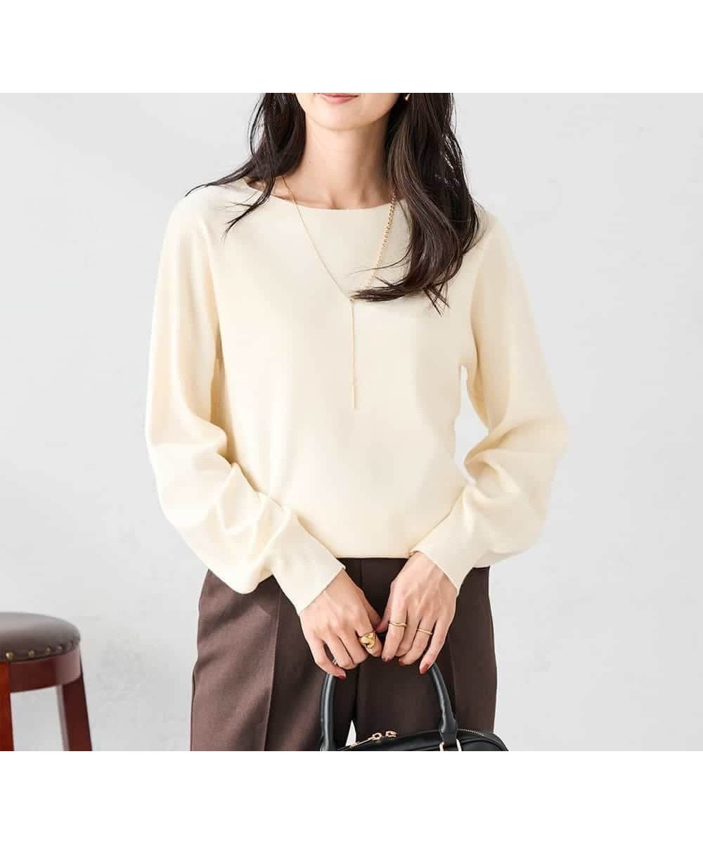 【アー ヴェー ヴェー/a.v.v】の【洗える】ボートネック美ラクるパフスリーブニット インテリア・キッズ・メンズ・レディースファッション・服の通販 founy(ファニー) 　ファッション　Fashion　レディースファッション　Fashion for Women　トップス・カットソー　Cut & Sew Tops　ニット　Knit Tops & Sweaters　アンサンブル　Ensemble Set　インナー　Innerwear　洗える　Machine Washable　カーディガン　Cardigan, Knitwear　ジャケット　Jacket, Outerwear　スリーブ　Sleeve, Long Sleeve / Short Sleeve　デコルテ　Décolleté, Neckline　トレンド　Trend, Trending Now　人気　Popular, Best Seller　長袖　Long Sleeve, Full Sleeve　ボトム　Bottoms, Lower Wear　再入荷　Restock / Back in Stock　ビジネス 仕事 通勤　Business / Work / Commuting　アイボリー|ID: prp329100004752399 ipo3291000000034532158