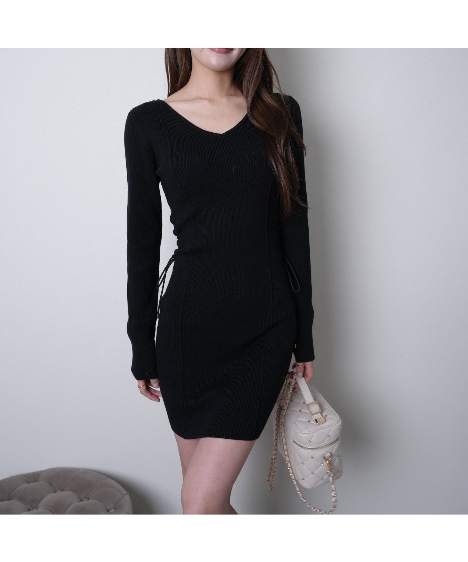 【リップサービス/LIP SERVICE】のLIP SERVICE/サイドレーススピンドルニットワンピース インテリア・キッズ・メンズ・レディースファッション・服の通販 founy(ファニー)  ファッション Fashion レディースファッション Fashion for Women ワンピース Dresses ニットワンピース Knit Dresses アクリル Acrylic Material ショート Short, Short Length スピンドル Spindle, Drawcord トレンド Trend, Trending Now バランス Balance, Style Balance フィット Fit, Slim Fit レース Lace, Lace Fabric ロング Long, Long-Length A/W・秋冬 Autumn/Winter おすすめ Recommended / Our Picks エレガント 上品 Elegant ブラック|ID: prp329100004752418 ipo3291000000034371522