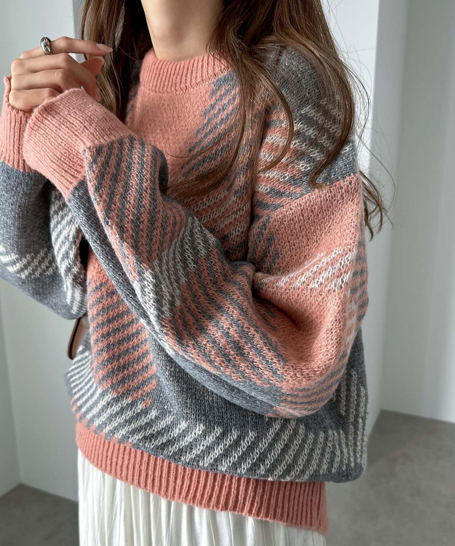 【アンドミー/andme】のモヘアライク チェックジャガード ニットトップス 人気、トレンドファッション・服の通販 founy(ファニー) ファッション Fashion レディースファッション Fashion for Women トップス・カットソー Cut & Sew Tops ニット Knit Tops & Sweaters コンパクト Compact, Small Size チェック Check, Plaid, Tartan バランス Balance, Style Balance ボトム Bottoms, Lower Wear 冬 Winter / This Winter other-1|ID: prp329100004752420 ipo3291000000034602174