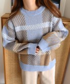 【アンドミー/andme】のモヘアライク チェックジャガード ニットトップス 人気、トレンドファッション・服の通販 founy(ファニー) ファッション Fashion レディースファッション Fashion for Women トップス・カットソー Cut & Sew Tops ニット Knit Tops & Sweaters コンパクト Compact, Small Size チェック Check, Plaid, Tartan バランス Balance, Style Balance ボトム Bottoms, Lower Wear 冬 Winter / This Winter thumbnail ブルー|ID: prp329100004752420 ipo3291000000034602177