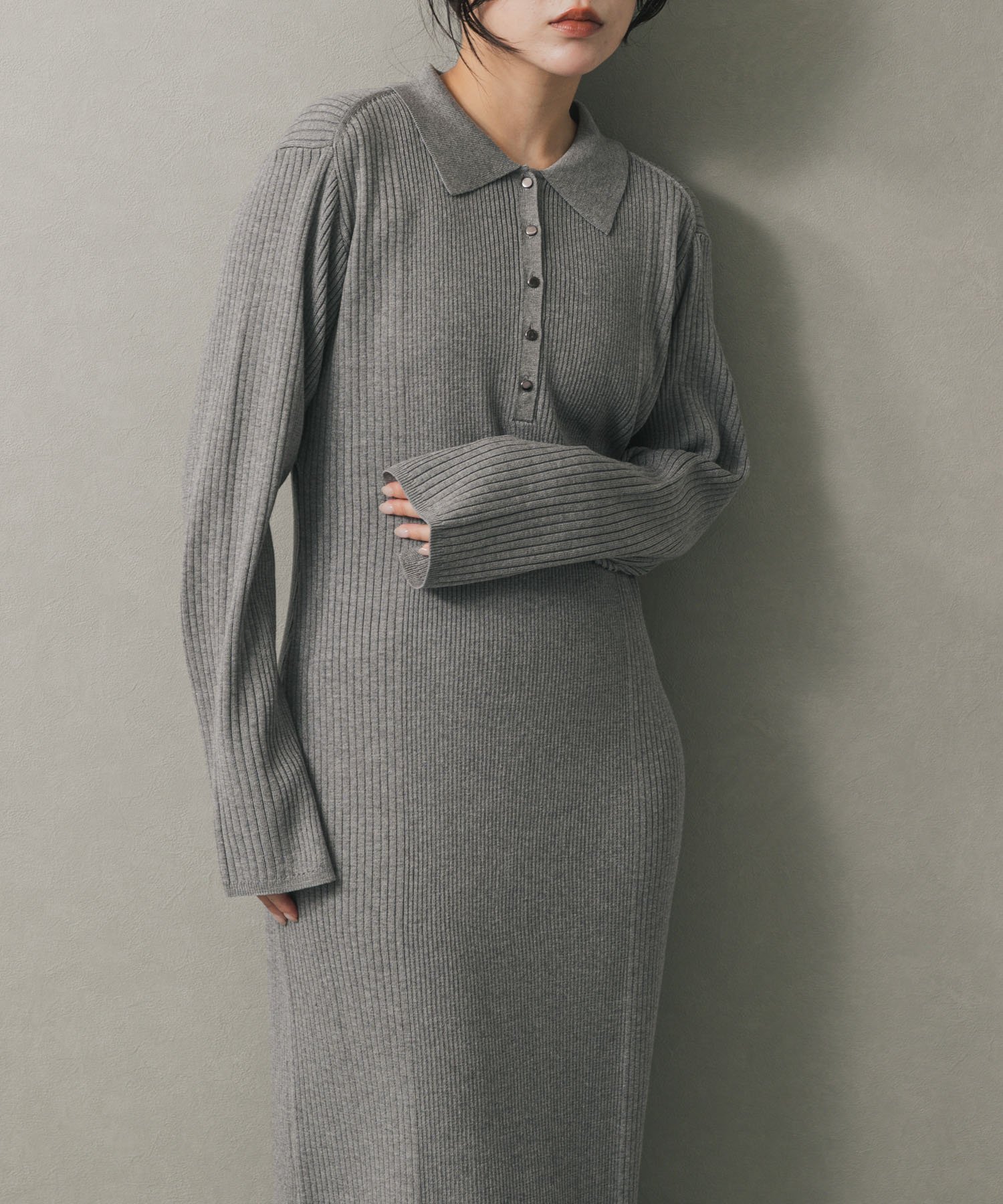 【センスオブプレイス/SENSE OF PLACE by URBAN RESEARCH】のエリツキリブニットワンピース インテリア・キッズ・メンズ・レディースファッション・服の通販 founy(ファニー)  ファッション Fashion レディースファッション Fashion for Women ワンピース Dresses ニットワンピース Knit Dresses 2025年 2025 2025-2026秋冬・A/W Autumn/Winter 2025–26 AW25–26 冬 Winter / This Winter リラックス Relax, Relaxed Fit エレガント 上品 Elegant A/W・秋冬 Autumn/Winter GRAY|ID: prp329100004752440 ipo3291000000034371742