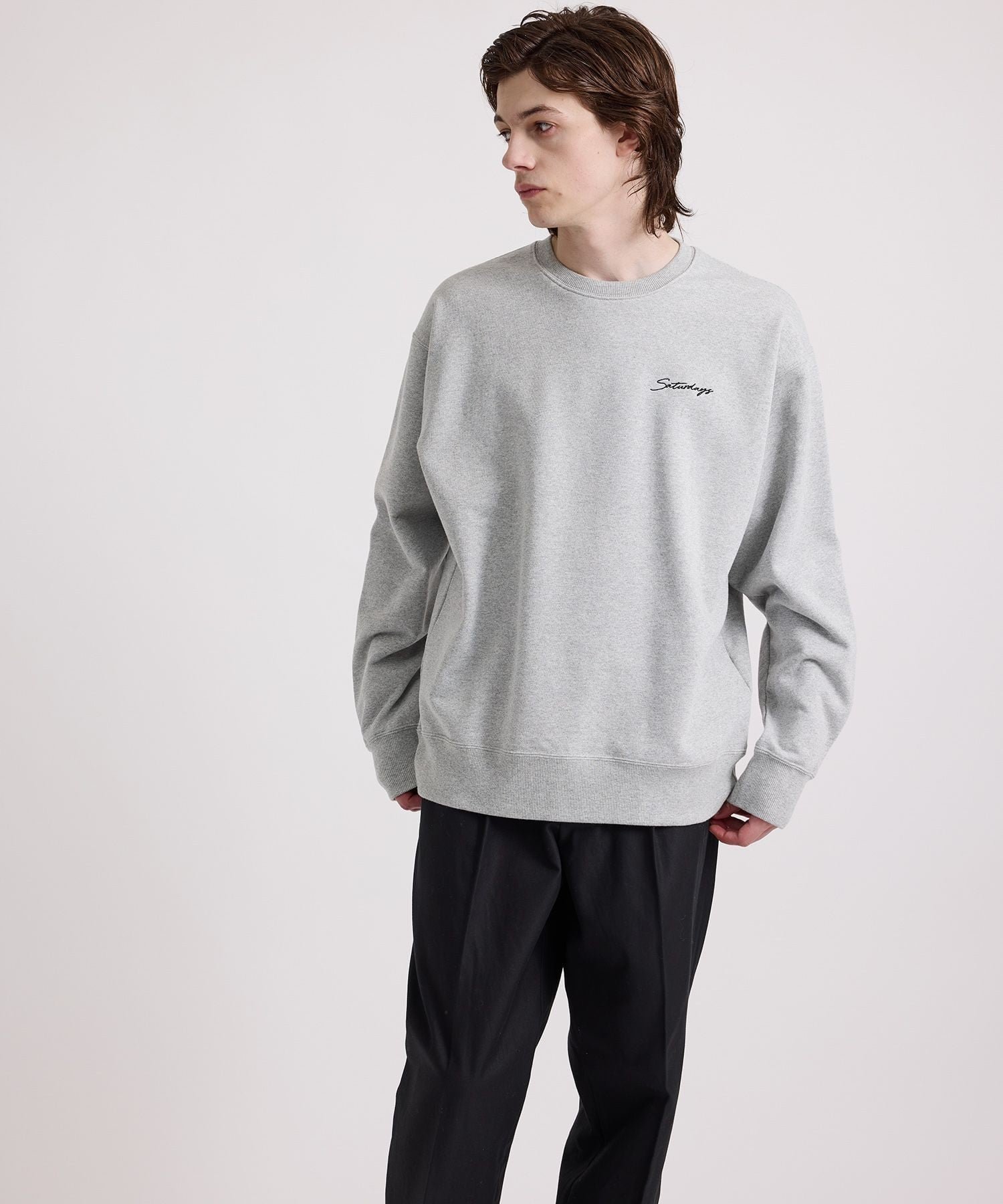 【サタデイズ ニューヨークシティ/SATURDAYS NYC】のBowery Script Emb Sweatshirt インテリア・キッズ・メンズ・レディースファッション・服の通販 founy(ファニー)  ファッション Fashion レディースファッション Fashion for Women トップス・カットソー Cut & Sew Tops シャツ・ブラウス・オフィスカジュアル Elegant Blouses & Button-Ups レディースパーカー・カジュアルフーディー Casual Hoodies & Sweatshirts ロングTシャツ・Tシャツ Longline T-Shirts & Tees スウェット・クルーネックトップス Sweatshirts & Crewnecks / Relaxed Fit Sweat Tops 定番 Standard, Basic Item グレー(07)|ID: prp329100004752442 ipo3291000000034371764