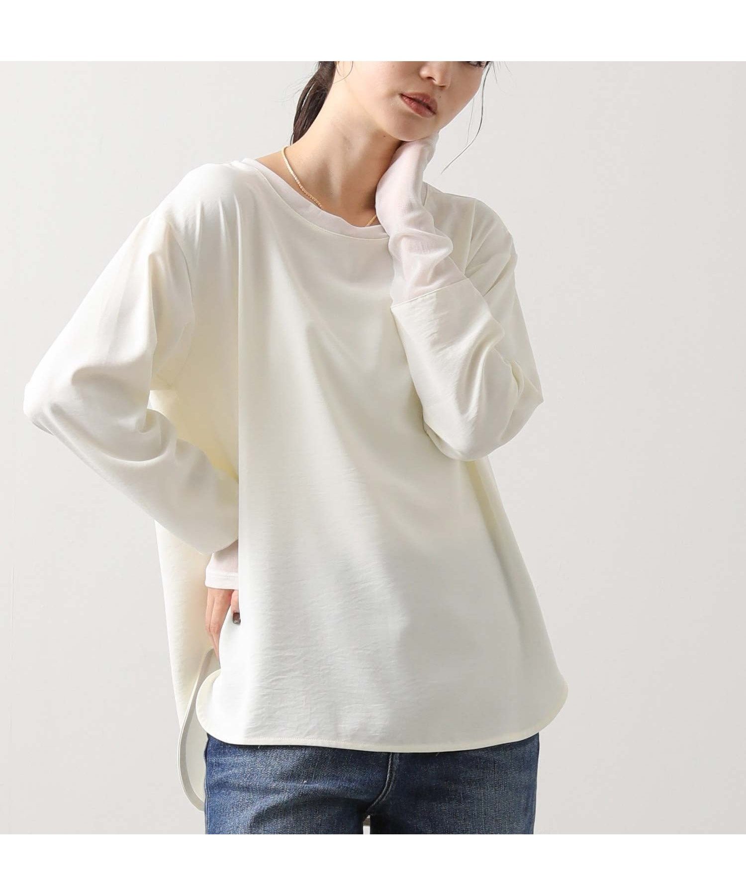 【グレディブリリアン/Gready Brilliant】のGready Brilliant/2_Pe袖チュール切替ボート インテリア・キッズ・メンズ・レディースファッション・服の通販 founy(ファニー)  ファッション Fashion レディースファッション Fashion for Women トップス・カットソー Cut & Sew Tops インナー Innerwear カフス Cuff Design シンプル Simple, Minimal ダブル Double, Double-Breasted チュール Tulip, Tulip Motif プレート Plate, Dish エレガント 上品 Elegant 切替 Switching, Contrast Panel IVO|ID: prp329100004752484 ipo3291000000034372206