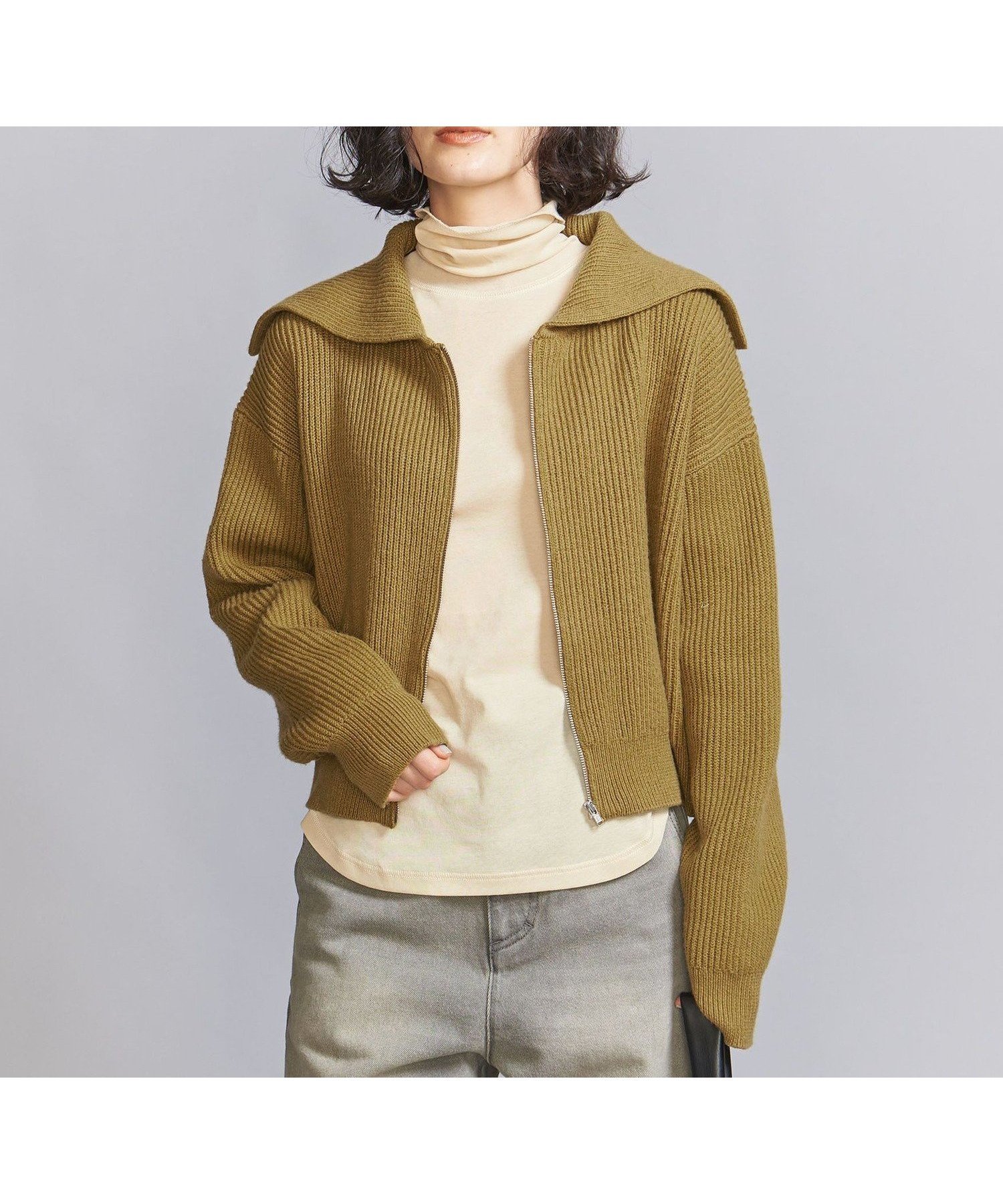 【ユナイテッドアローズ/UNITED ARROWS】のセーラージップ ニット カーディガン インテリア・キッズ・メンズ・レディースファッション・服の通販 founy(ファニー) 　ファッション　Fashion　レディースファッション　Fashion for Women　トップス・カットソー　Cut & Sew Tops　ニット　Knit Tops & Sweaters　カーディガン・羽織り　Layered Style Cardigans　畦　Ribbed Knit　秋　Autumn　カーディガン　Cardigan, Knitwear　コンパクト　Compact, Small Size　ショート　Short, Short Length　ボトム　Bottoms, Lower Wear　羽織　Haori, Light Jacket　ワイド　Wide, Wide Fit　冬　Winter / This Winter　アウトレット　Outlet / Clearance　おすすめ　Recommended / Our Picks　MUSTARD|ID: prp329100004752496 ipo3291000000034372335