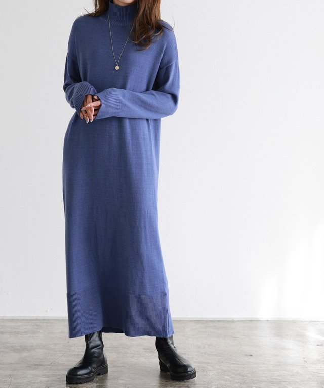 【ピエロ/Pierrot】のもっちりカシミヤタッチハイネックロングニットワンピース インテリア・キッズ・メンズ・レディースファッション・服の通販 founy(ファニー) 　ファッション　Fashion　レディースファッション　Fashion for Women　ワンピース　Dresses　ニットワンピース　Knit Dresses　ジャケット　Jacket, Outerwear　スニーカー　Sneakers, Trainers　ブルー|ID: prp329100004752499 ipo3291000000035161547