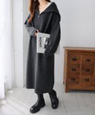 【アンドミー/andme】のセーラーカラー 長袖 ハーフジップ ニット ワンピース チャコールグレー|ID: prp329100004752500 ipo3291000000034633524