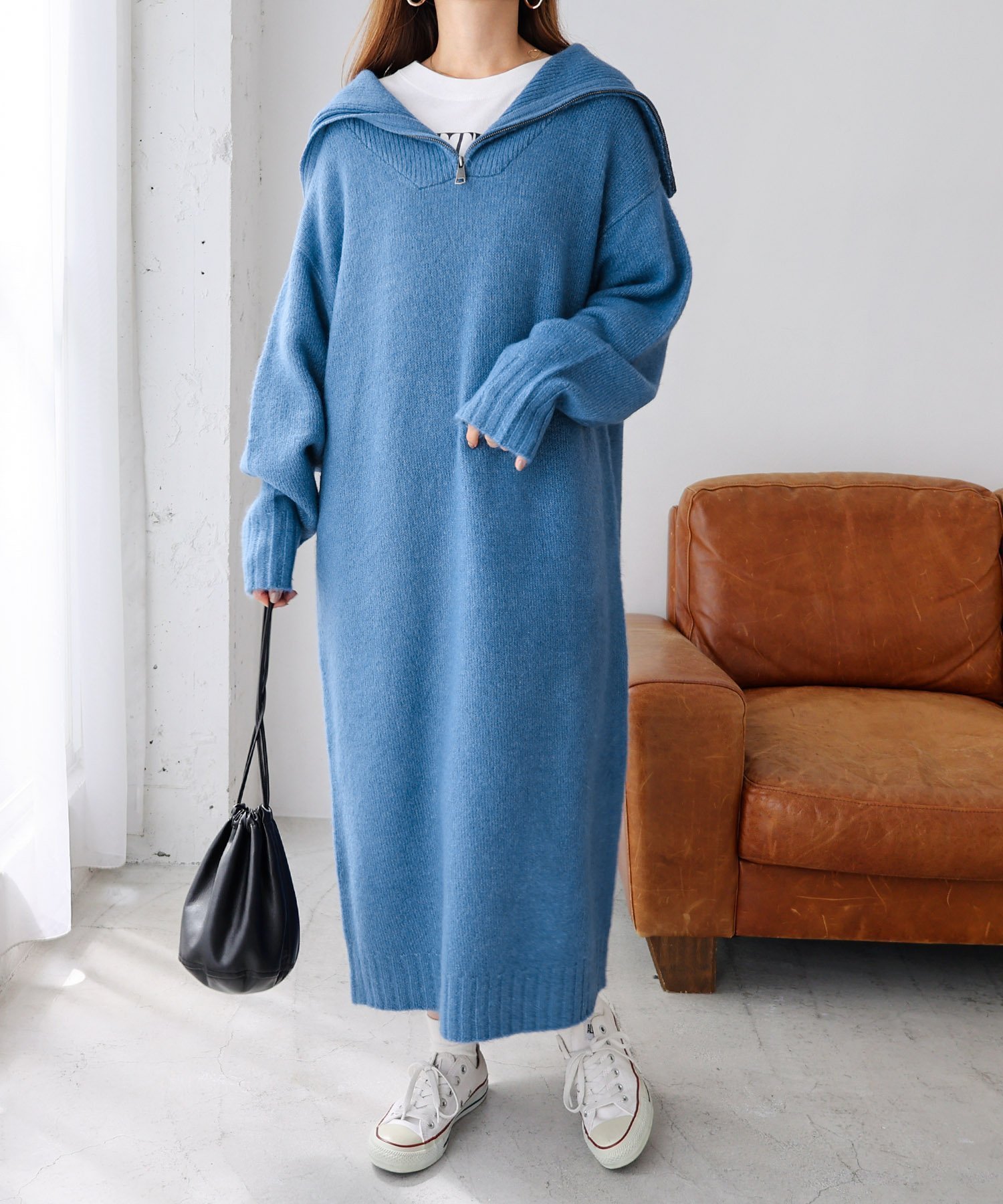 【アンドミー/andme】のセーラーカラー 長袖 ハーフジップ ニット ワンピース インテリア・キッズ・メンズ・レディースファッション・服の通販 founy(ファニー) ファッション Fashion レディースファッション Fashion for Women ワンピース Dresses ニットワンピース Knit Dresses おすすめ Recommended / Our Picks アクリル Acrylic Material ストレート Straight, Straight Cut トレンド Trend, Trending Now 長袖 Long Sleeve, Full Sleeve ブルー|ID: prp329100004752500 ipo3291000000034633528