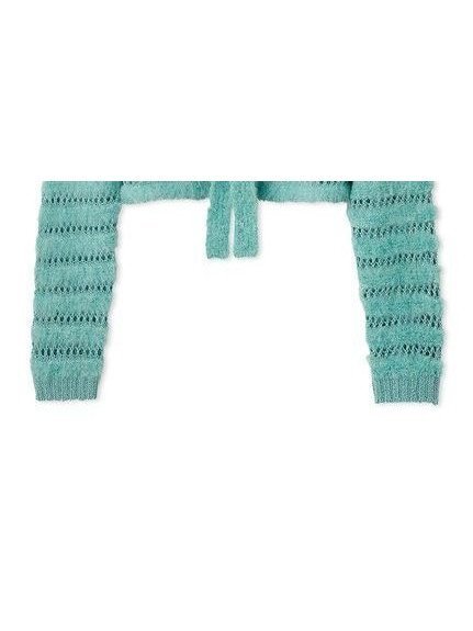 【フレイ アイディー/FRAY I.D】のネット編みシャギーボーダーカーデ インテリア・キッズ・メンズ・レディースファッション・服の通販 founy(ファニー) 　ファッション　Fashion　レディースファッション　Fashion for Women　カーディガン　Cardigan, Knitwear　スマート　Smart, Elegant　テクスチャー　Texture, Textured Fabric　ボーダー　Border, Stripe　リボン　Ribbon, Bow　ルーズ　Loose, Oversized　TUQ[085]|ID: prp329100004752511 ipo3291000000034372535