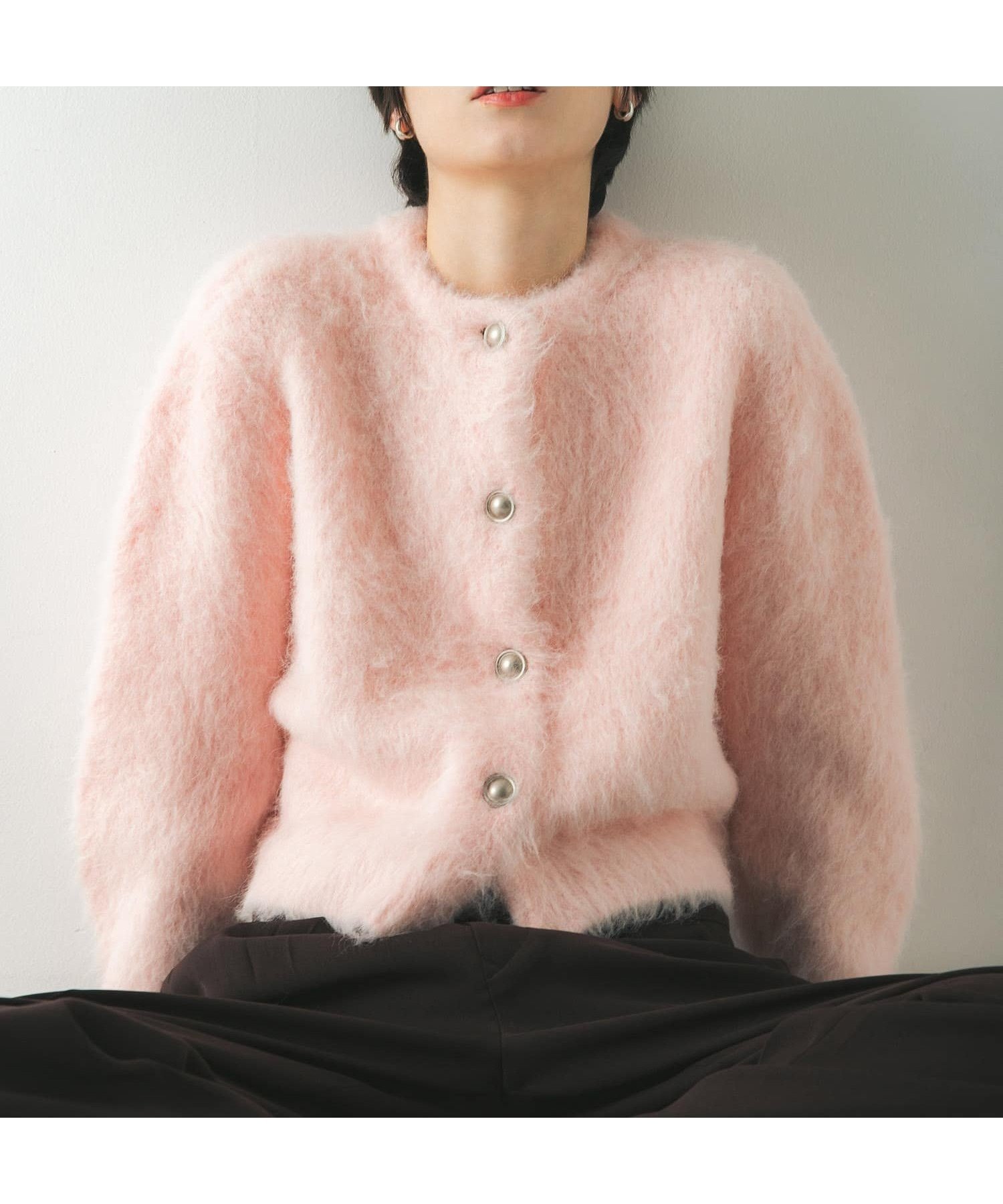 【アーバンリサーチ/URBAN RESEARCH】のブラッシュシャギーニットカーディガン インテリア・キッズ・メンズ・レディースファッション・服の通販 founy(ファニー) 　ファッション　Fashion　レディースファッション　Fashion for Women　トップス・カットソー　Cut & Sew Tops　ニット　Knit Tops & Sweaters　カーディガン・羽織り　Layered Style Cardigans　2025年　2025　2025-2026秋冬・A/W　Autumn/Winter 2025–26 AW25–26　冬　Winter / This Winter　カーディガン　Cardigan, Knitwear　コンパクト　Compact, Small Size　ショート　Short, Short Length　デニム　Denim, Jeans Material　バランス　Balance, Style Balance　フロント　Front, Front Design　ベーシック　Basic, Essential　メタル　Metal, Metal Parts　ワイド　Wide, Wide Fit　エレガント 上品　Elegant　A/W・秋冬　Autumn/Winter　ピンク|ID: prp329100004752520 ipo3291000000034644002