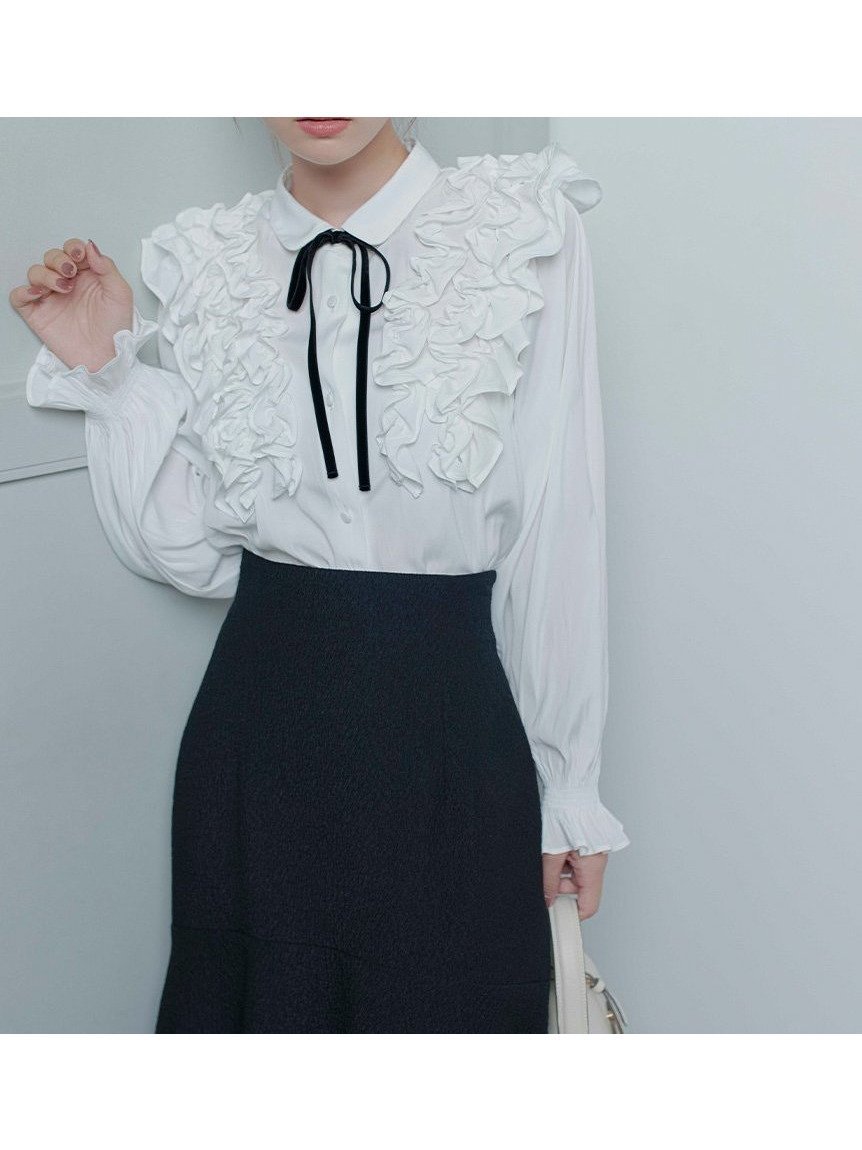 【セルフォード/CELFORD】の【ウォッシャブル】フリルヨークシャツカラーブラウス 人気、トレンドファッション・服の通販 founy(ファニー) ファッション Fashion レディースファッション Fashion for Women トップス・カットソー Cut & Sew Tops シャツ・ブラウス・オフィスカジュアル Elegant Blouses & Button-Ups ウォッシャブル Machine Washable クラシカル Classical, Vintage-Inspired ジャケット Jacket, Outerwear スマート Smart, Elegant チュニック Tunic, Long Top フリル Frill, Ruffle モダン Modern, Contemporary リボン Ribbon, Bow エレガント 上品 Elegant other-1|ID: prp329100004752531 ipo3291000000034580647