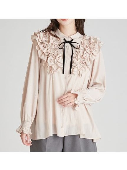 【セルフォード/CELFORD】の【ウォッシャブル】フリルヨークシャツカラーブラウス インテリア・キッズ・メンズ・レディースファッション・服の通販 founy(ファニー) 　ファッション　Fashion　レディースファッション　Fashion for Women　トップス・カットソー　Cut & Sew Tops　シャツ・ブラウス・オフィスカジュアル　Elegant Blouses & Button-Ups　ウォッシャブル　Machine Washable　クラシカル　Classical, Vintage-Inspired　ジャケット　Jacket, Outerwear　スマート　Smart, Elegant　チュニック　Tunic, Long Top　フリル　Frill, Ruffle　モダン　Modern, Contemporary　リボン　Ribbon, Bow　エレガント 上品　Elegant　LPNK[061]|ID: prp329100004752531 ipo3291000000034580649