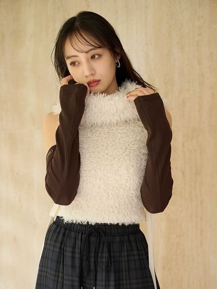 【スナイデル/SNIDEL】のフェイクファーアメスリニットプルオーバー インテリア・キッズ・メンズ・レディースファッション・服の通販 founy(ファニー) 　ファッション　Fashion　レディースファッション　Fashion for Women　トップス・カットソー　Cut & Sew Tops　ニット　Knit Tops & Sweaters　カジュアルプルオーバー・ニットトップス　Pullovers & Knit Tops / Casual Pullovers　切替　Switching, Contrast Panel　スマート　Smart, Elegant　人気　Popular, Best Seller　ハイネック　High Neck, Mock Neck　フェイクファー　Faux Fur, Imitation Fur　ミックス　Mix, Mixed Style　リボン　Ribbon, Bow　おすすめ　Recommended / Our Picks　IVR[003]|ID: prp329100004752687 ipo3291000000034374608