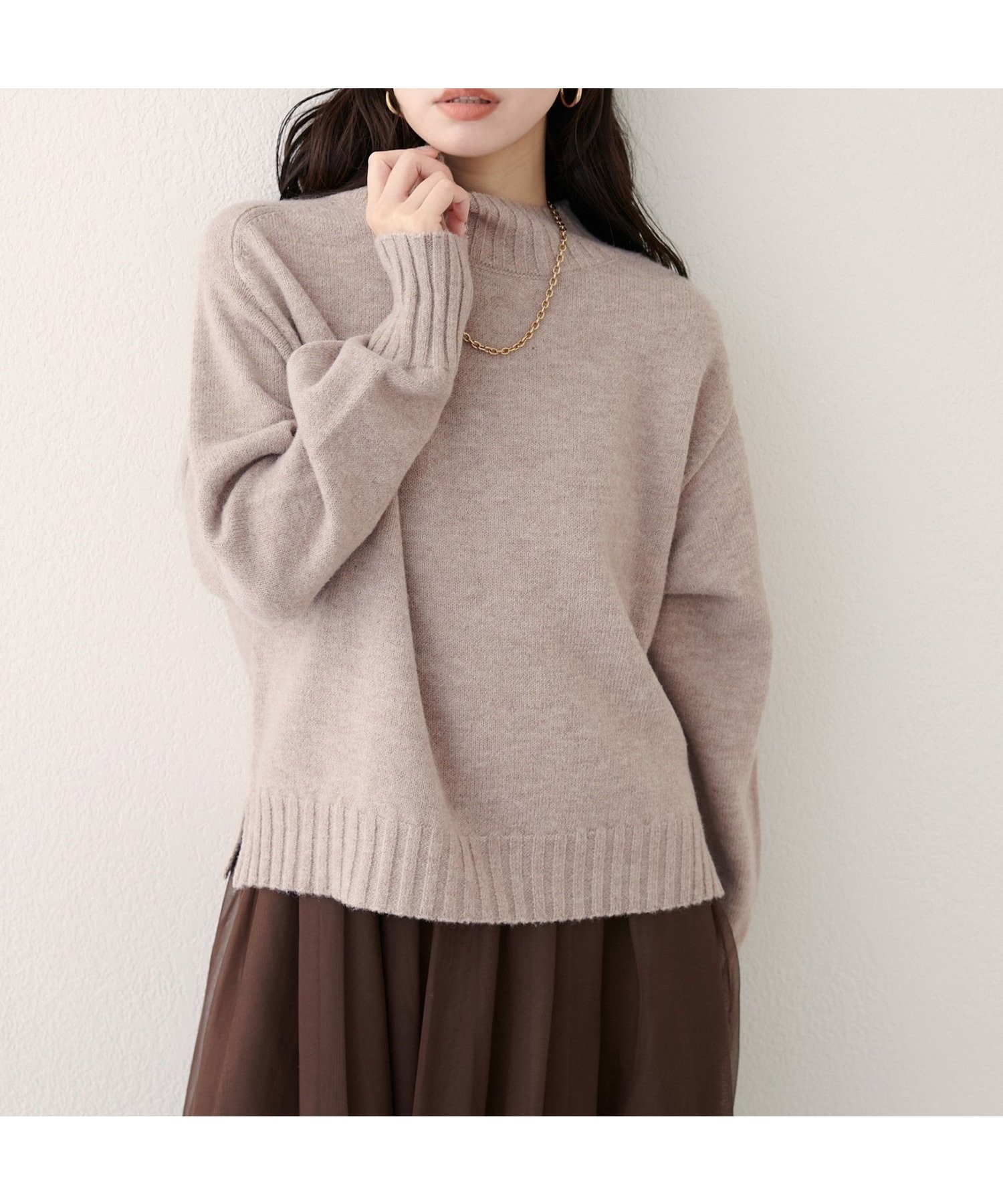 【ナチュラルクチュール/natural couture】のウール リサイクルポリショートニットプルオーバー インテリア・キッズ・メンズ・レディースファッション・服の通販 founy(ファニー) 　ファッション　Fashion　レディースファッション　Fashion for Women　トップス・カットソー　Cut & Sew Tops　ニット　Knit Tops & Sweaters　カジュアルプルオーバー・ニットトップス　Pullovers & Knit Tops / Casual Pullovers　アクセサリー　Fashion Accessories　ショート　Short, Short Length　シンプル　Simple, Minimal　デニム　Denim, Jeans Material　トレンド　Trend, Trending Now　ハイネック　High Neck, Mock Neck　フェミニン　Feminine, Girly　リラックス　Relax, Relaxed Fit　再入荷　Restock / Back in Stock　エレガント 上品　Elegant　2025年　2025　2025-2026秋冬・A/W　Autumn/Winter 2025–26 AW25–26　モカ|ID: prp329100004752707 ipo3291000000034650786